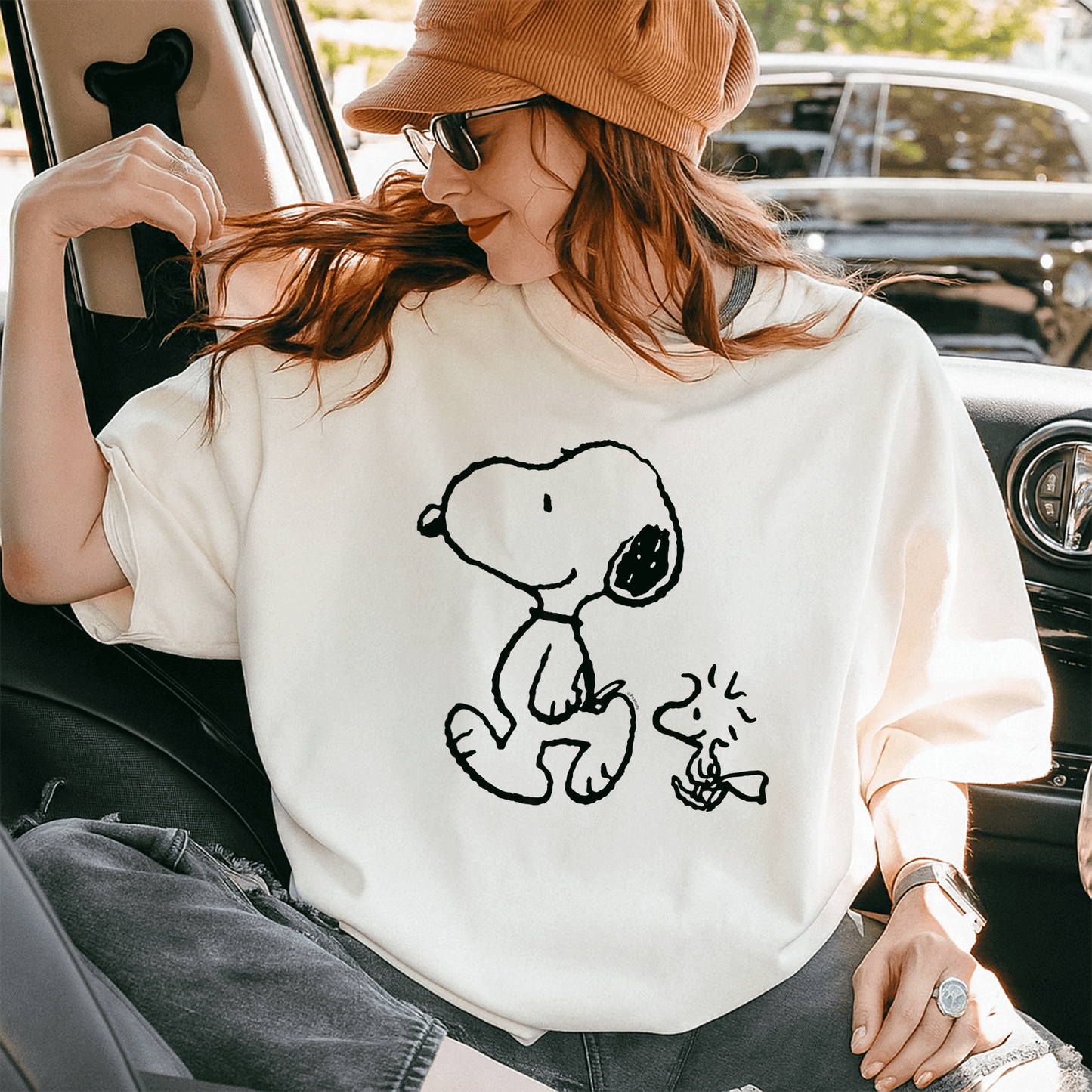 Snoopy and Woodstock Walk T-Shirt - Fun Peanuts Graphic Tee for Fans of Classic Cartoon Characters and Supporters of Friendship - 10