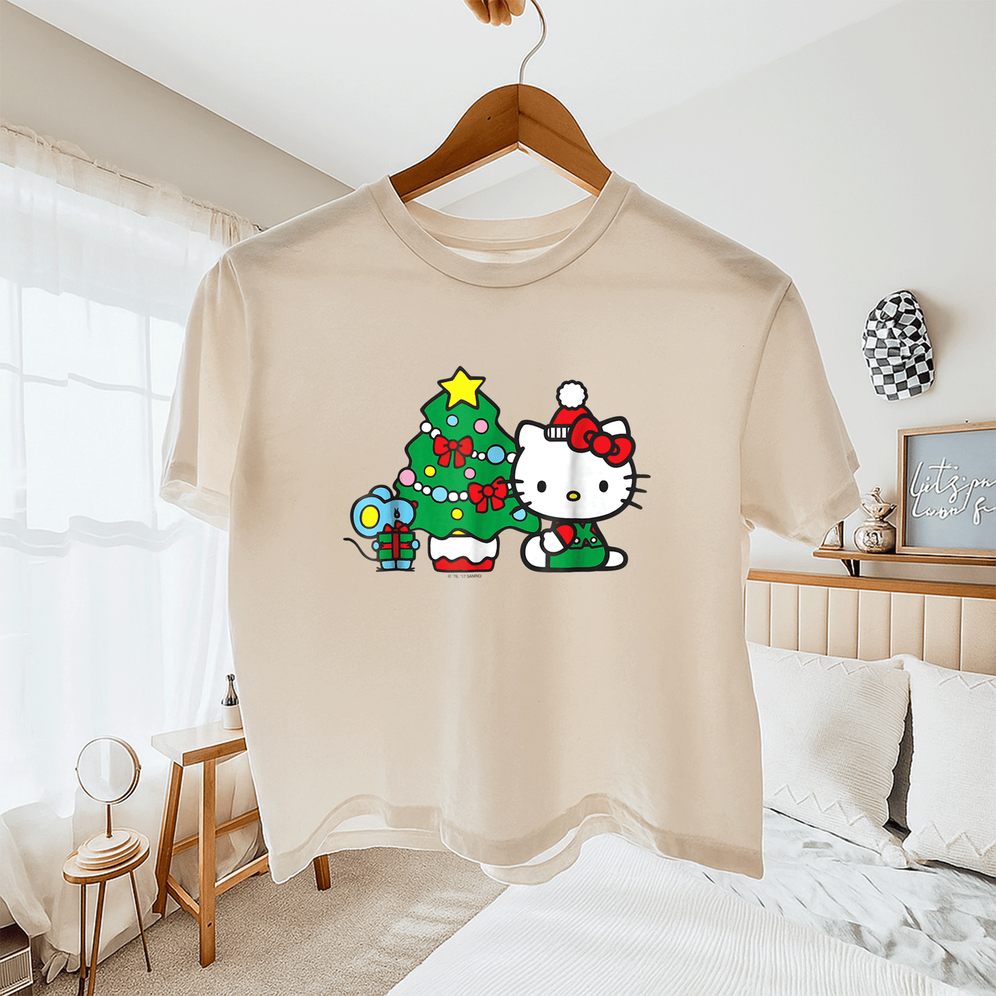 Cute Hello Kitty Christmas Tree Tee Shirt Festive Holiday Apparel for Kids and Adults - Perfect for Family Celebrations - 11