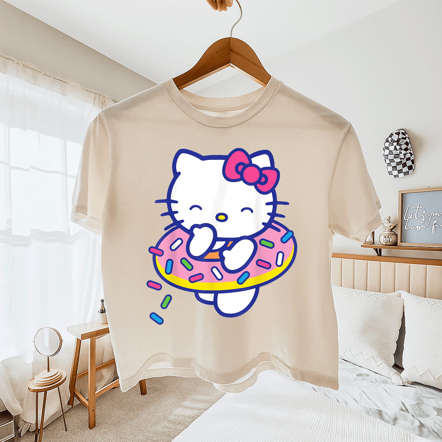 Cute Hello Kitty Donut Sprinkles Floaty Summer Swimming T-Shirt for Kids - Adorable Swimwear for Fun Beach Days - 11