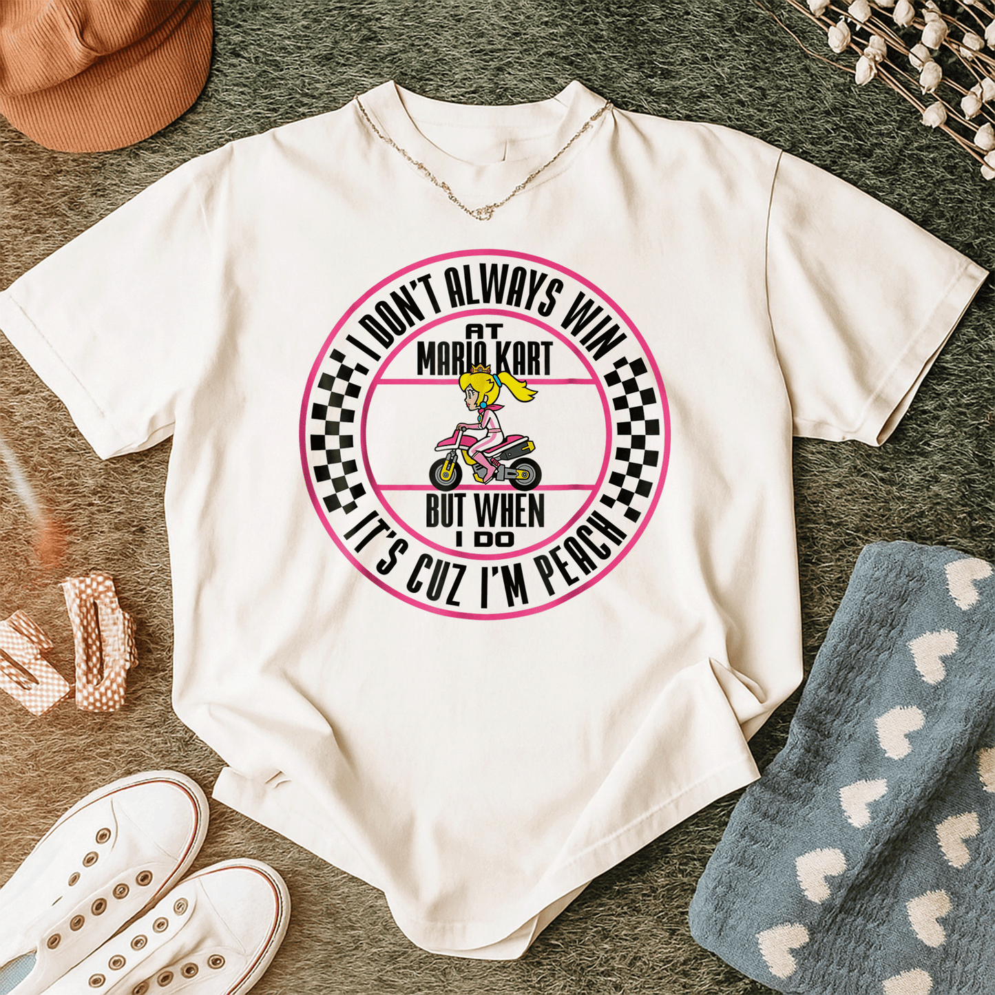Win the race in style with our Peach Graphic T-Shirt from Mario Kart, perfect for fans and gamers who love fun fashion! - 12