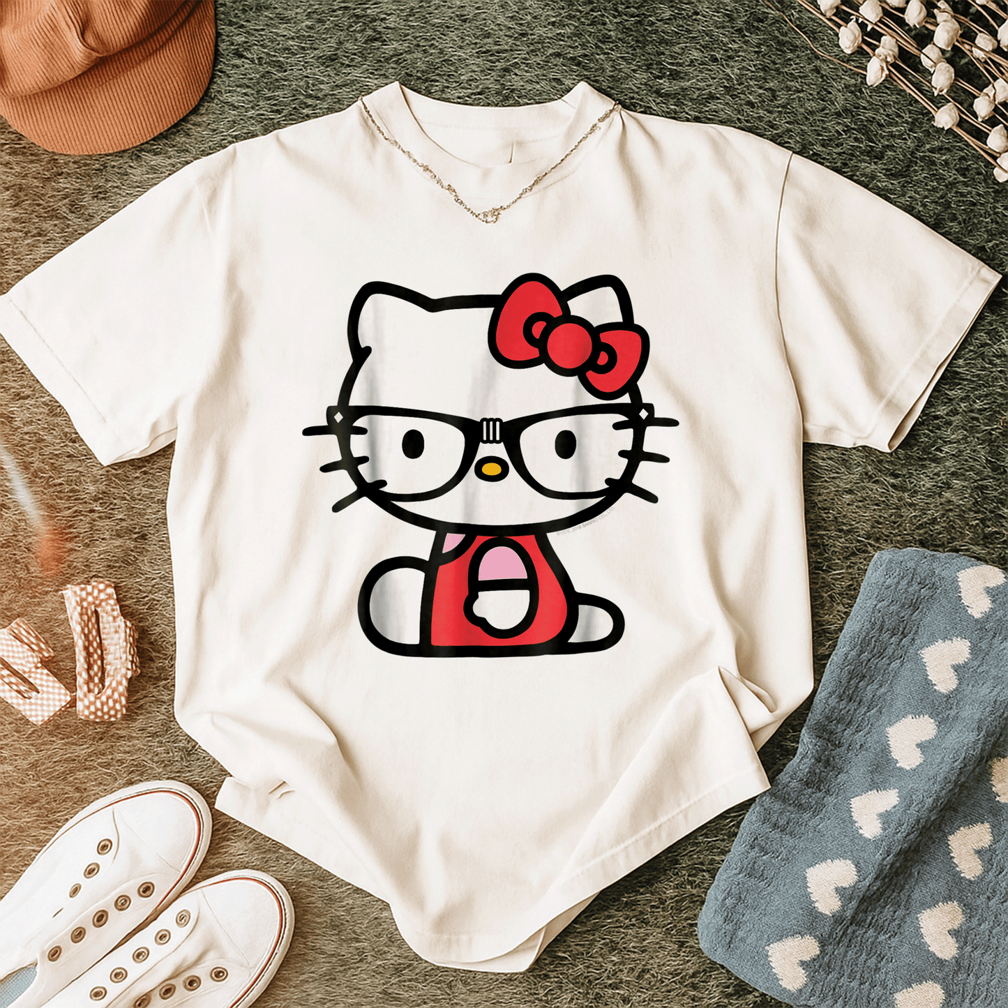 Cute Hello Kitty Nerd Glasses Tee Shirt Perfect for Fans Stylish Graphic Tee with Adorable Kitty Design for Everyday Wear - 12