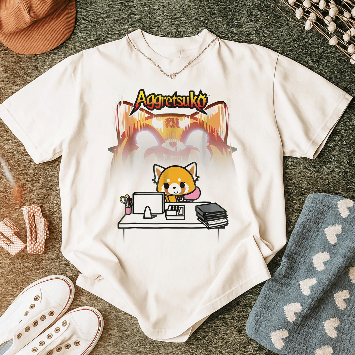 Aggretsuko Secret Rage Tee Shirt - Adorable Anime Design Featuring Raging Red Panda for Fun and Stylish Casual Wear - 12