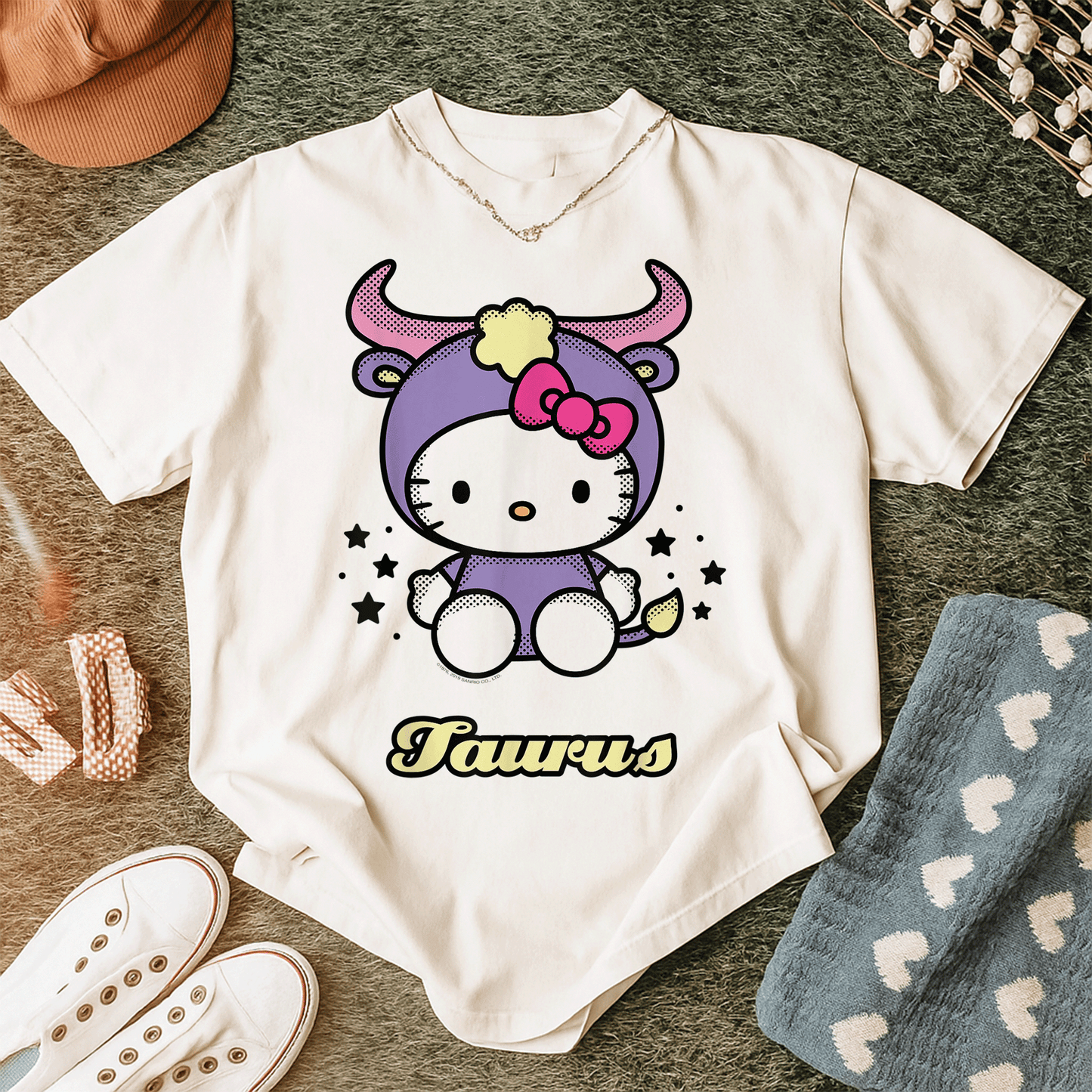Cute Hello Kitty Taurus Tee Shirt Celebrate Your Zodiac Sign with Adorable Hello Kitty Graphics Perfect for Taurus Fans - 12