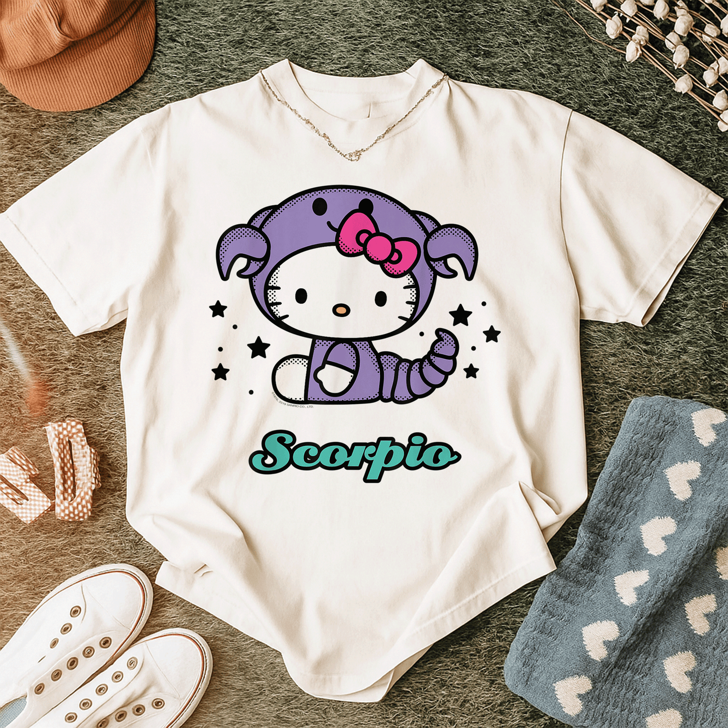 Cute Hello Kitty Scorpio Zodiac Tee Shirt - Adorable Design for Astrology Lovers - Stylish and Comfy Apparel for Feline Fans - 12