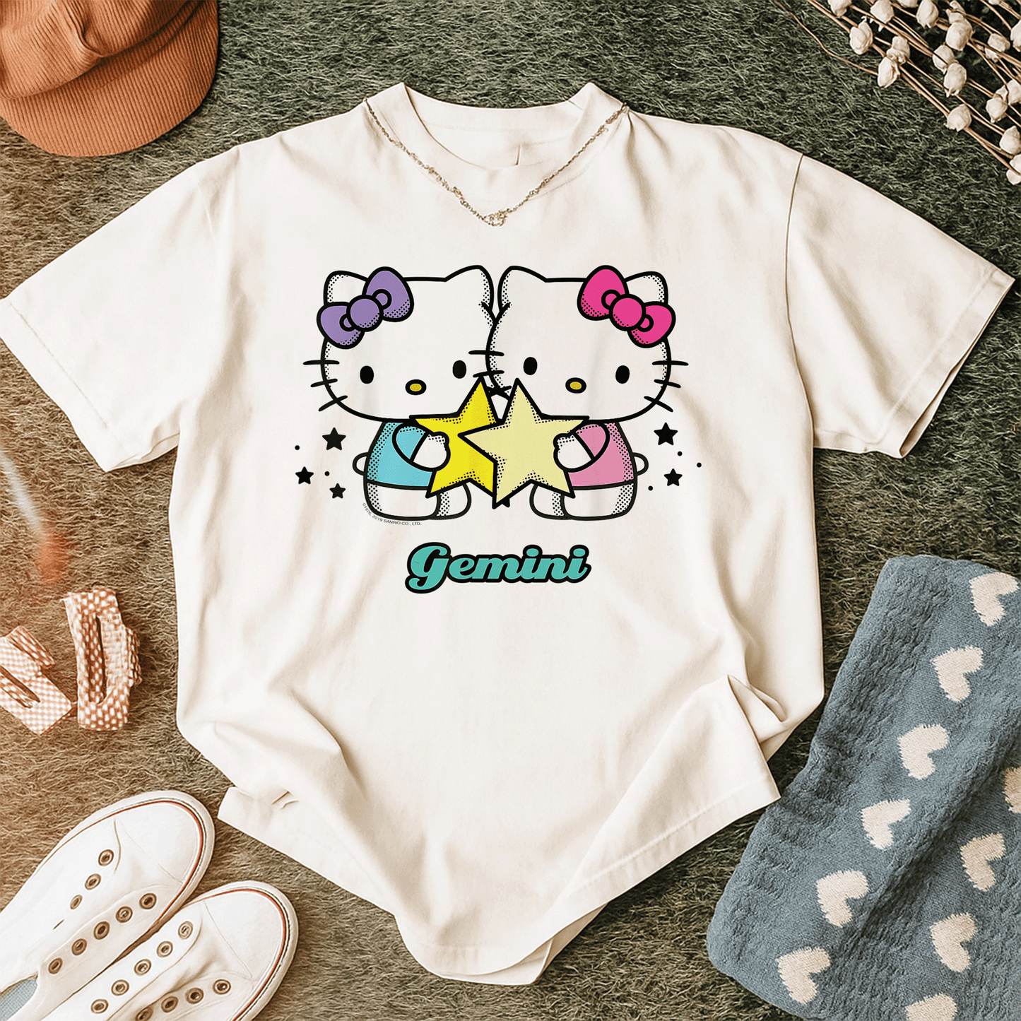 Cute Hello Kitty Gemini Zodiac Tee Shirt | Adorable Graphic Design for Astrology Lovers | Perfect Gift for Gemini Fans - 12