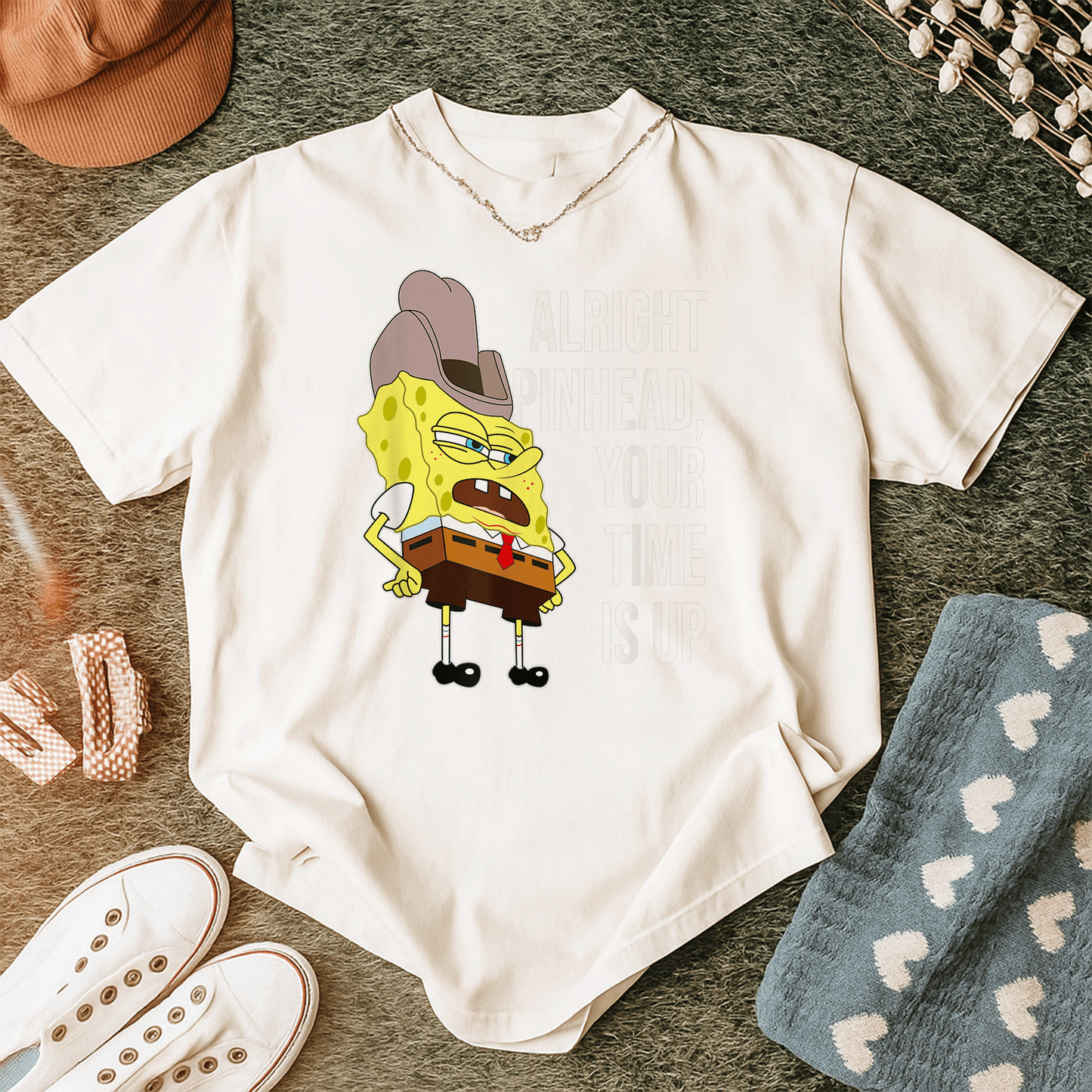 Mademark x SpongeBob SquarePants Alright Pinhead Your Time is Up Graphic T-Shirt for Fans of Fun and Retro Style - 12