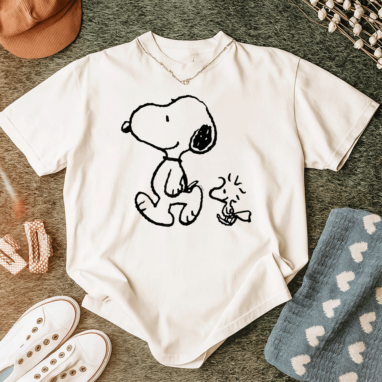 Snoopy and Woodstock Walk T-Shirt - Fun Peanuts Graphic Tee for Fans of Classic Cartoon Characters and Supporters of Friendship - 12