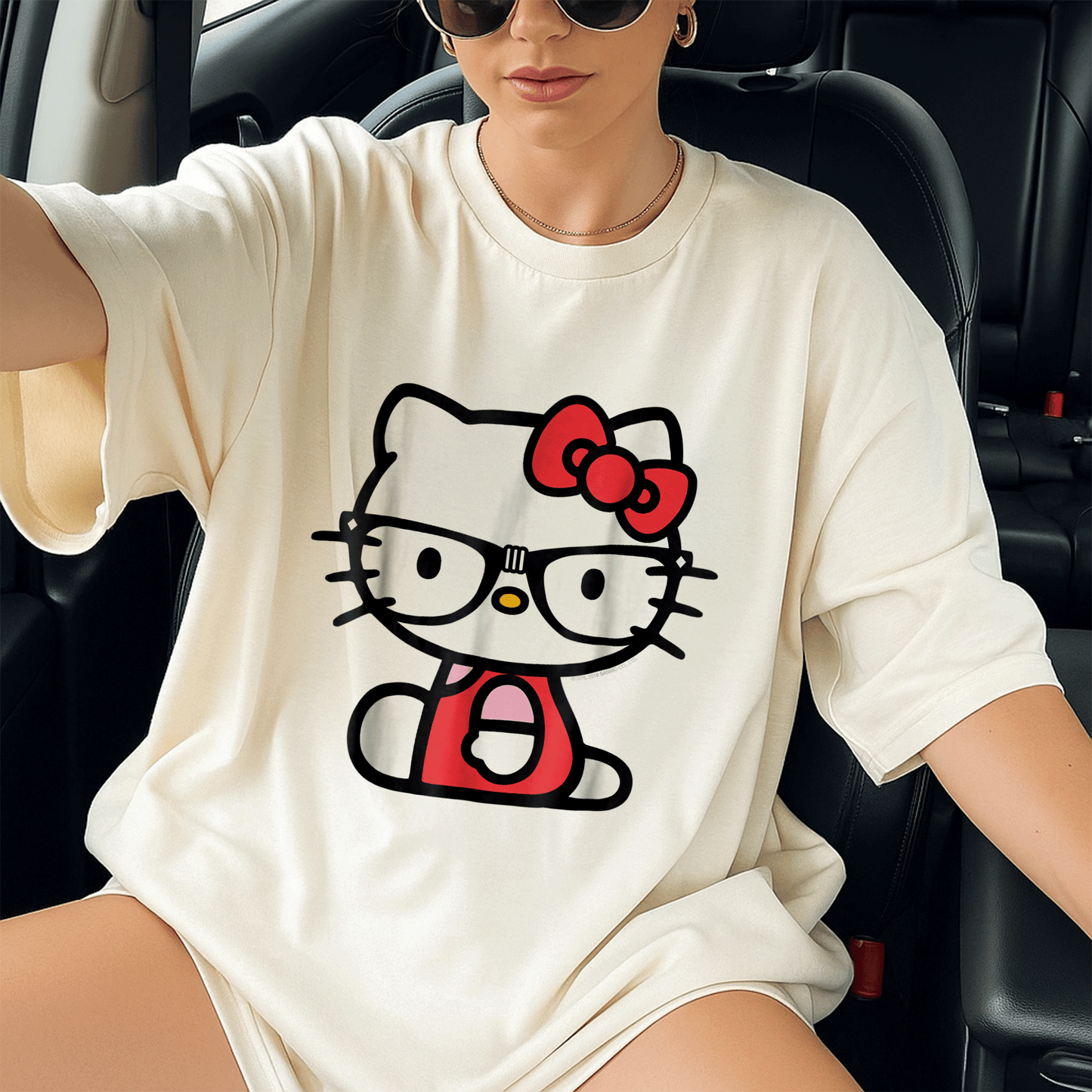 Cute Hello Kitty Nerd Glasses Tee Shirt Perfect for Fans Stylish Graphic Tee with Adorable Kitty Design for Everyday Wear - 13