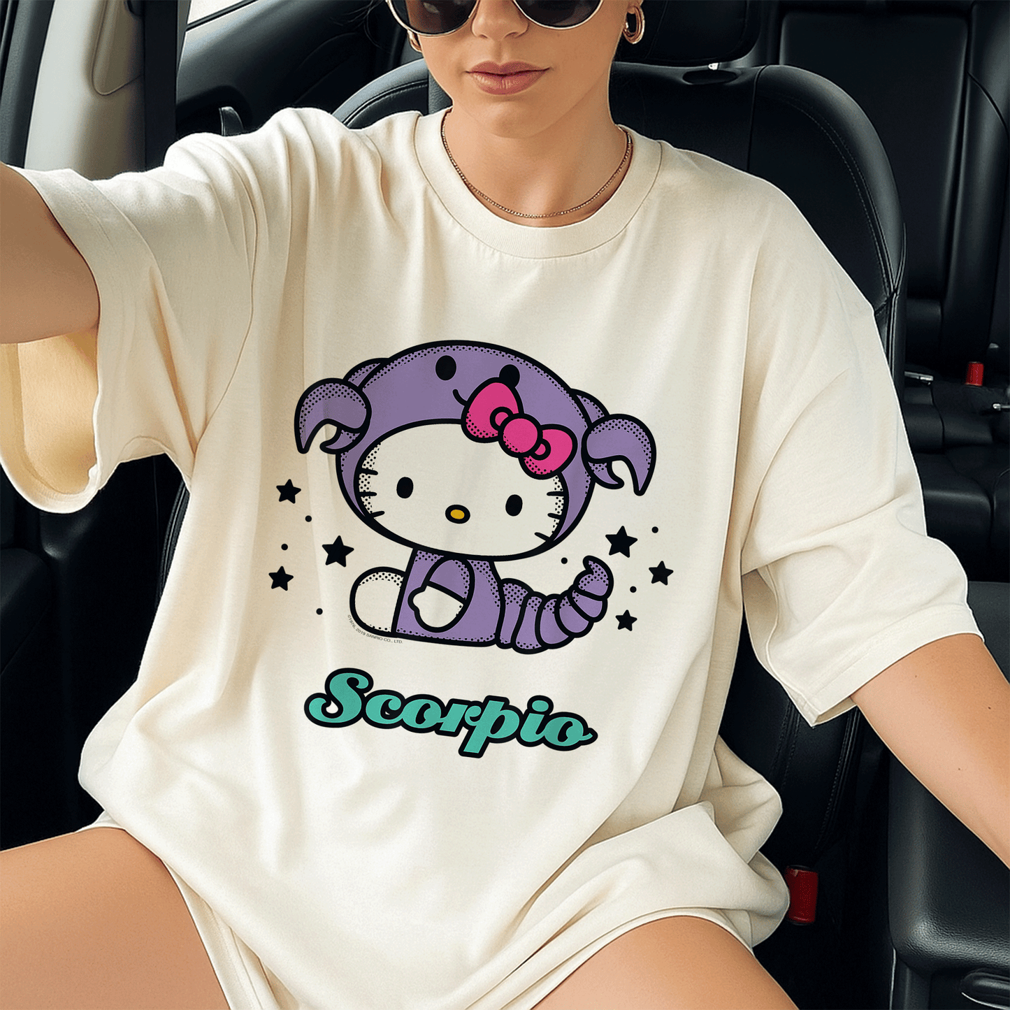 Cute Hello Kitty Scorpio Zodiac Tee Shirt - Adorable Design for Astrology Lovers - Stylish and Comfy Apparel for Feline Fans - 13