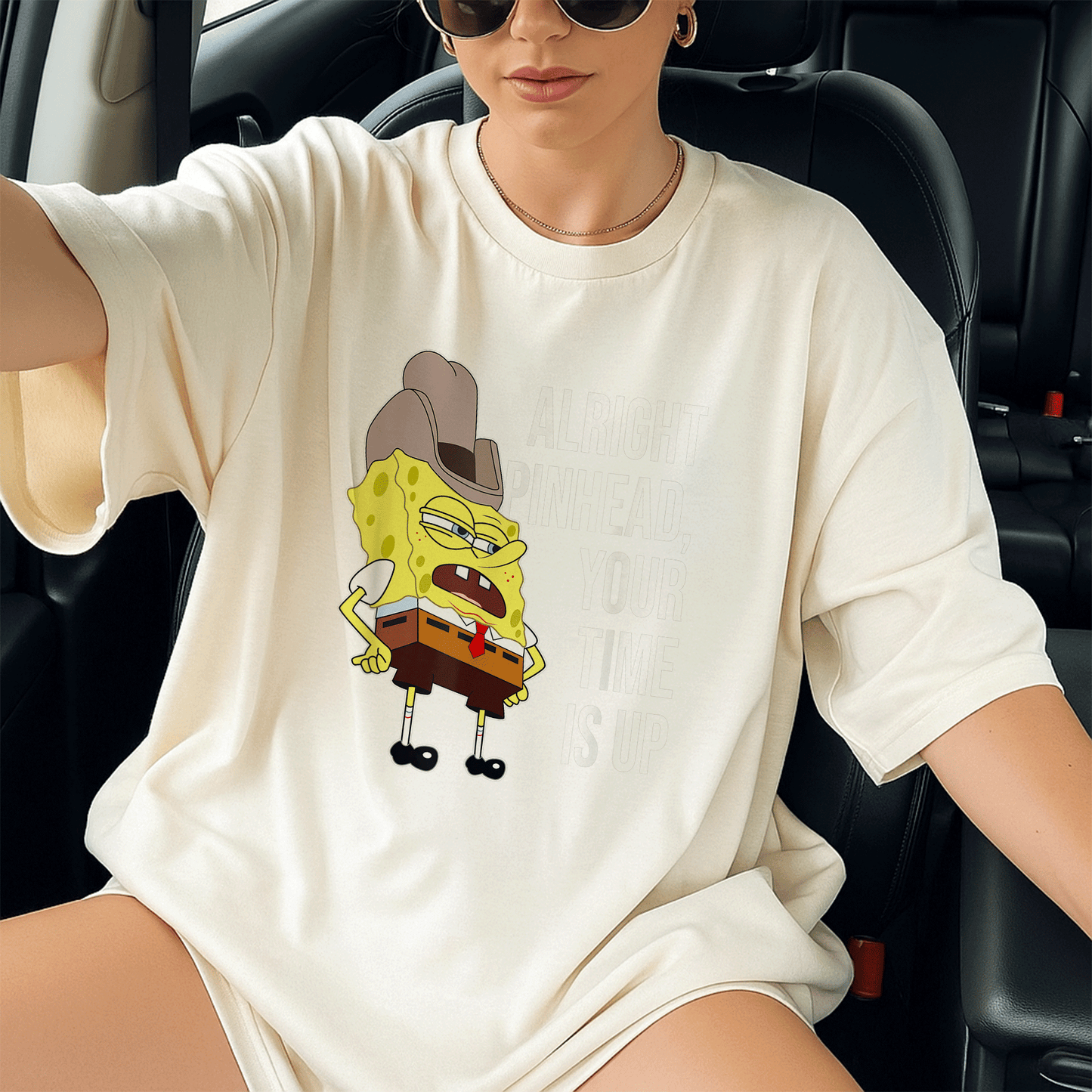 Mademark x SpongeBob SquarePants Alright Pinhead Your Time is Up Graphic T-Shirt for Fans of Fun and Retro Style - 13