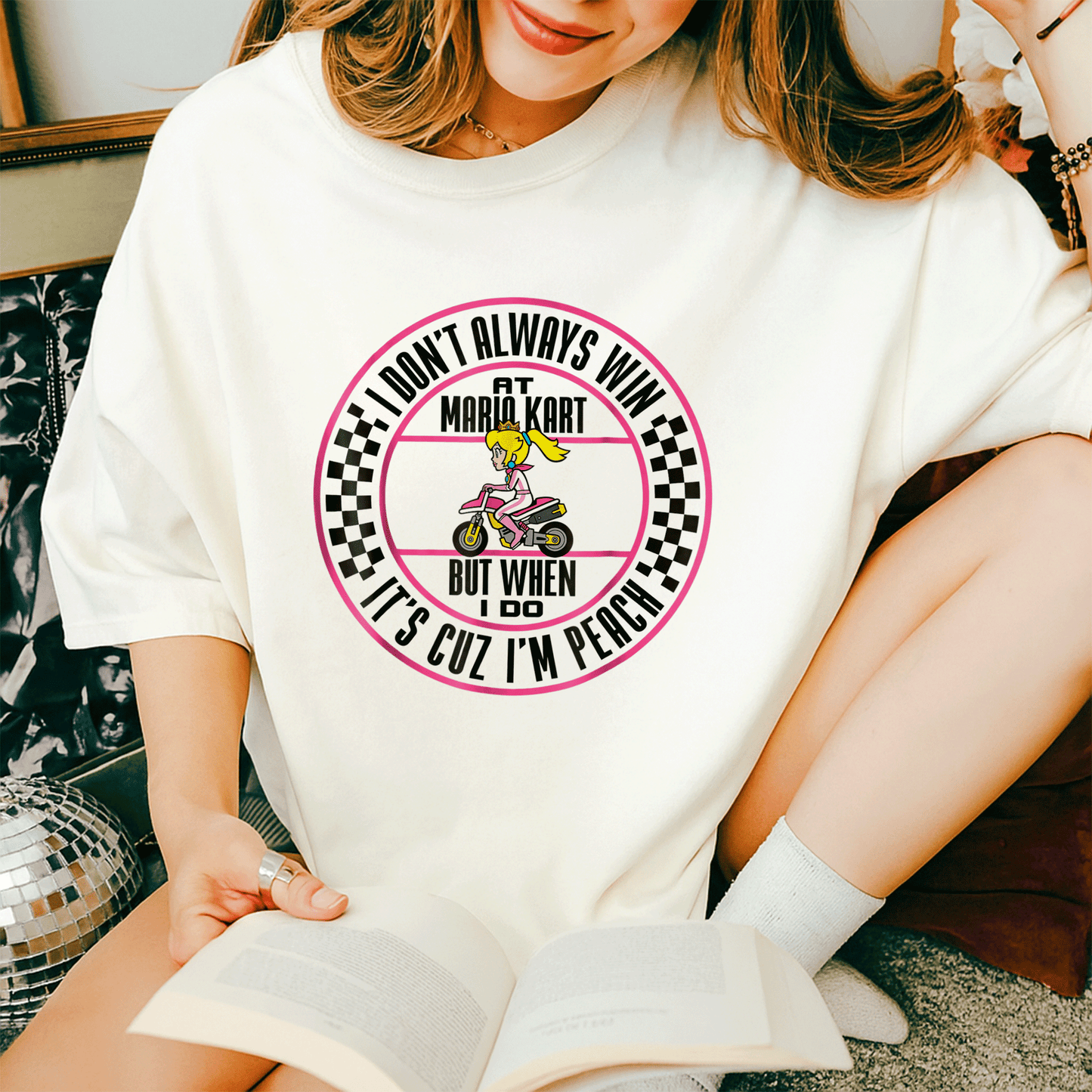 Win the race in style with our Peach Graphic T-Shirt from Mario Kart, perfect for fans and gamers who love fun fashion! - 14