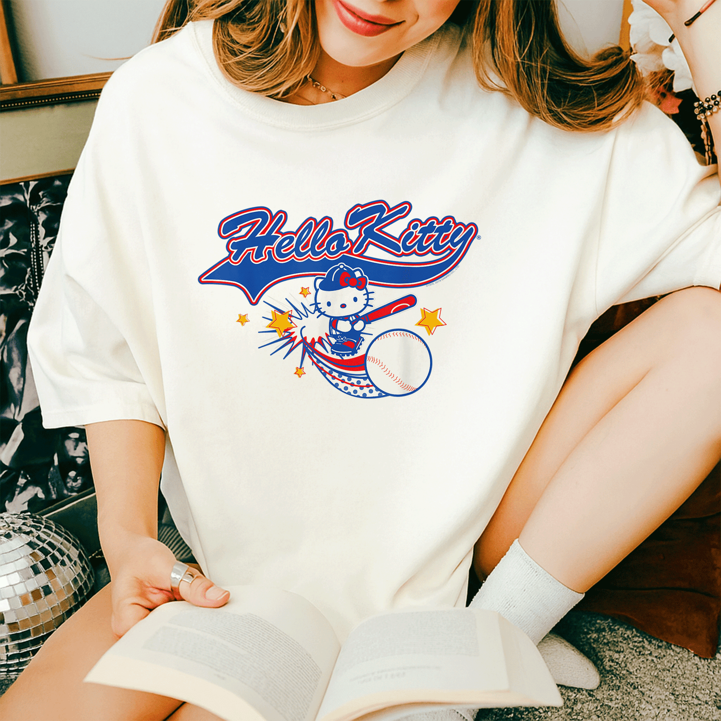 Cute Hello Kitty Home Run Baseball Softball Tee Shirt for Kids and Adults Perfect for Game Day and Sports Fans - 14