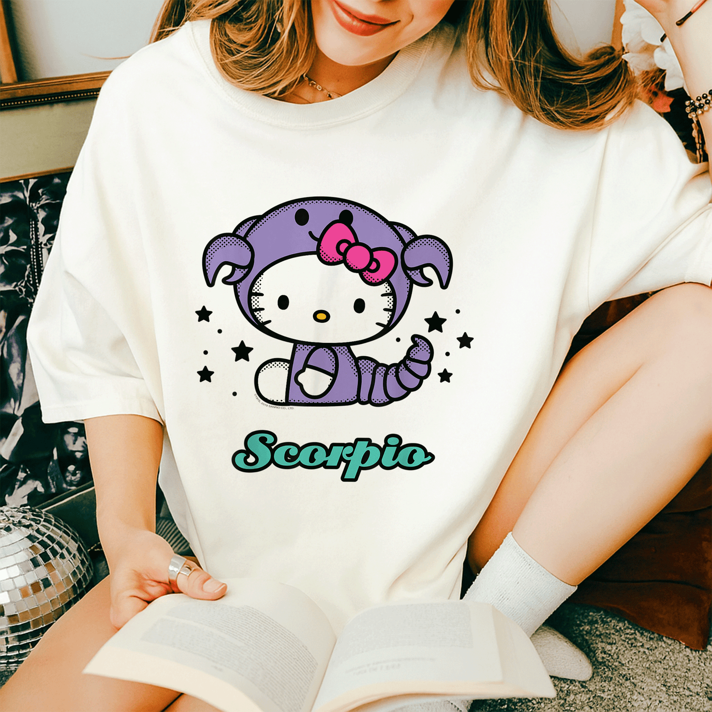 Cute Hello Kitty Scorpio Zodiac Tee Shirt - Adorable Design for Astrology Lovers - Stylish and Comfy Apparel for Feline Fans - 14