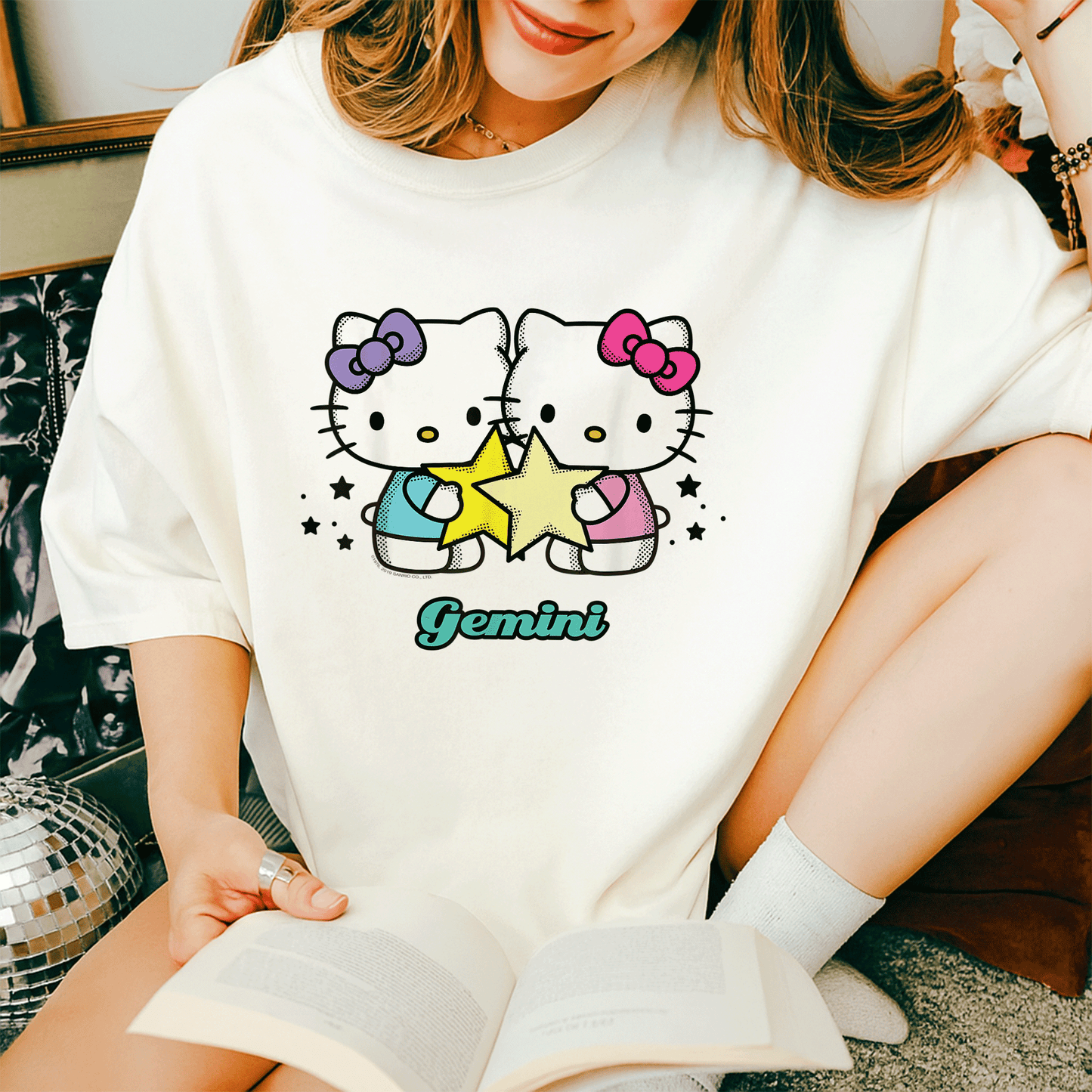 Cute Hello Kitty Gemini Zodiac Tee Shirt | Adorable Graphic Design for Astrology Lovers | Perfect Gift for Gemini Fans - 14