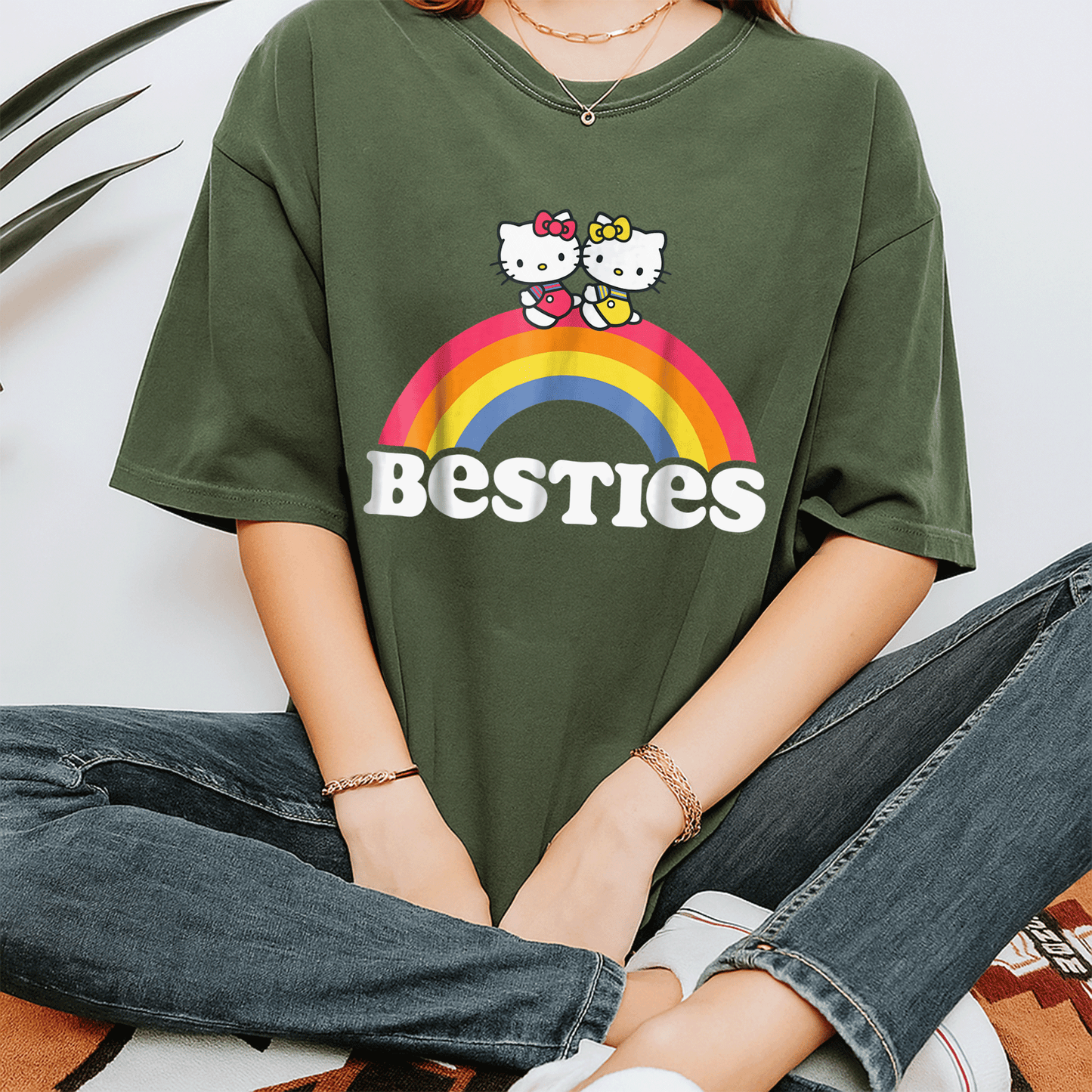 Cute Hello Kitty and Mimmy Besties Tee Shirt for Girls Perfect for Playdates and Everyday Fun, Adorable Cartoon Design! - 7