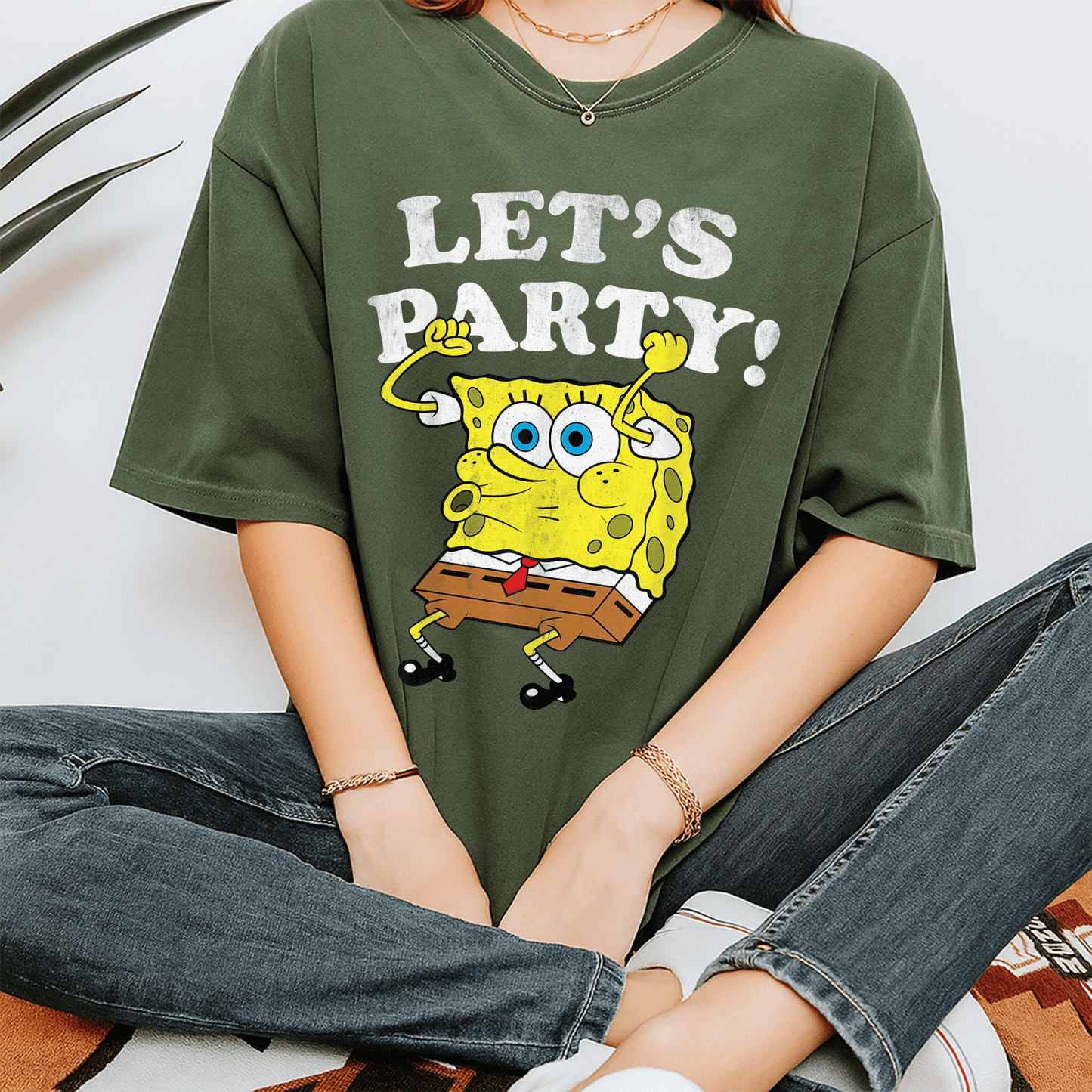 Spongebob Squarepants Lets Party T-Shirt Fun and Colorful Cartoon Design Perfect for Fans of All Ages and Celebrations - 7