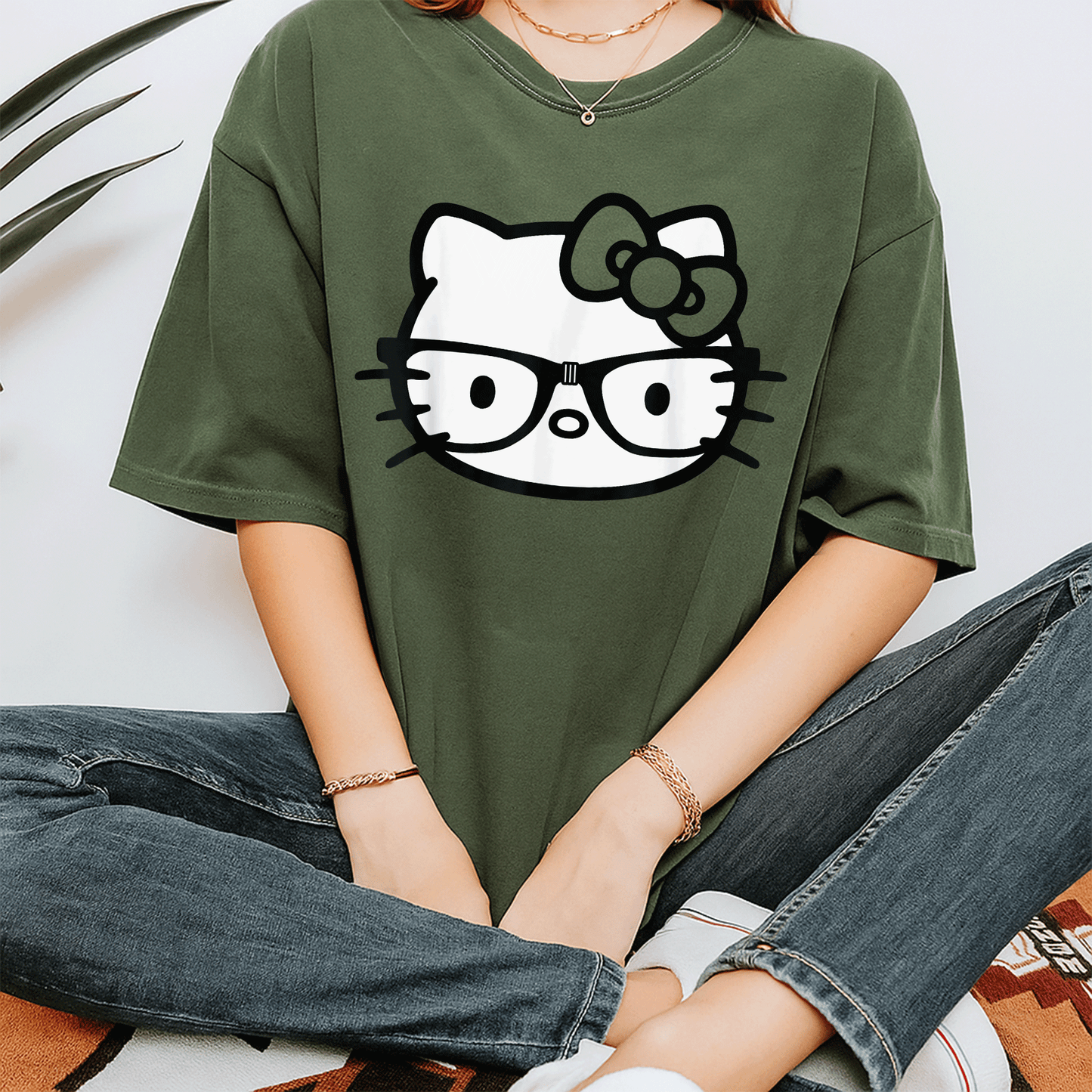 Hello Kitty Black and White Nerd Glasses T-Shirt for Cute Fashion Lovers – Stylish and Fun Graphic Tee for Everyday Wear - 7