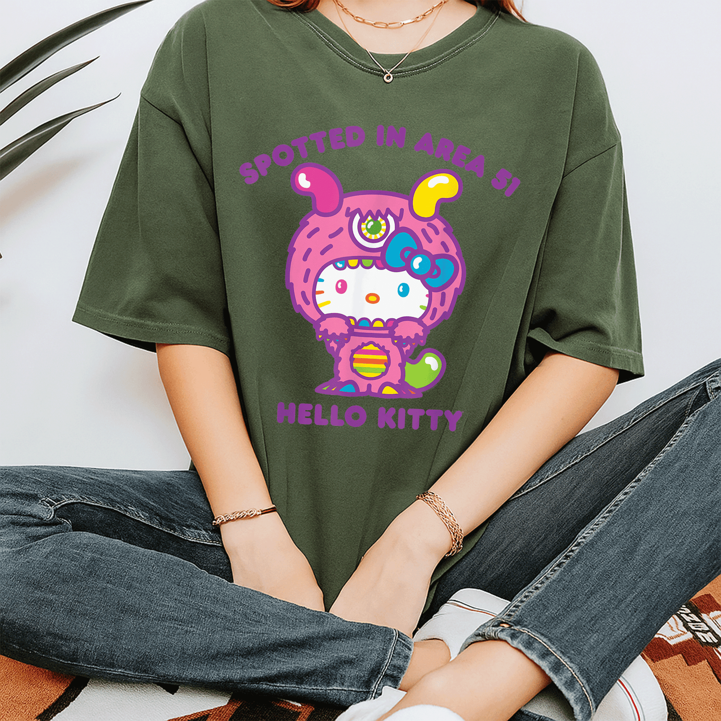 Cute Hello Kitty Spotted in Area 51 Alien Sighting T-Shirt for Fun Lovers and UFO Enthusiasts - Perfect Gift Idea! - 7