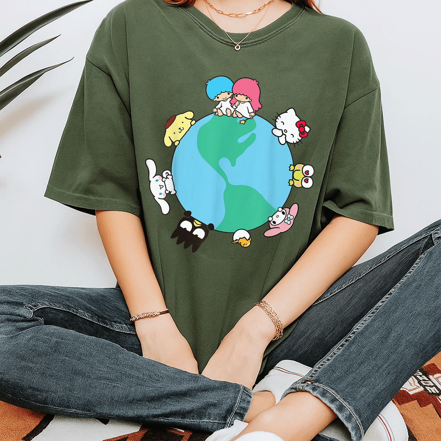 Cute Hello Kitty and Friends Sanrio Earth T-Shirt - Stylish Graphic Tee for Kids and Adults, Perfect for Daily Wear and Gifts - 7