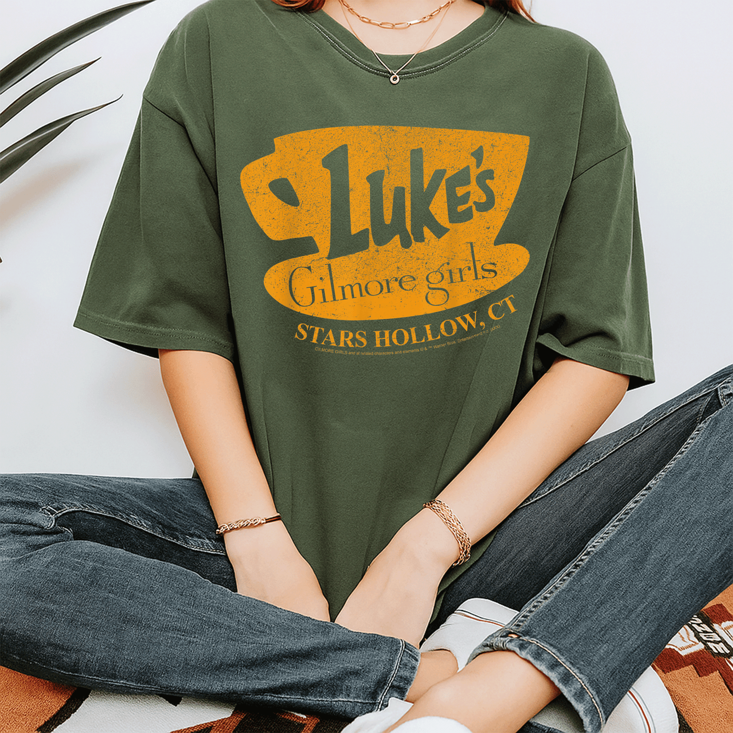 Gilmore Girls Luke's Stars Hollow Distressed Sign T-Shirt Perfect for Fans of Stars Hollow and Coffee Lovers - 7