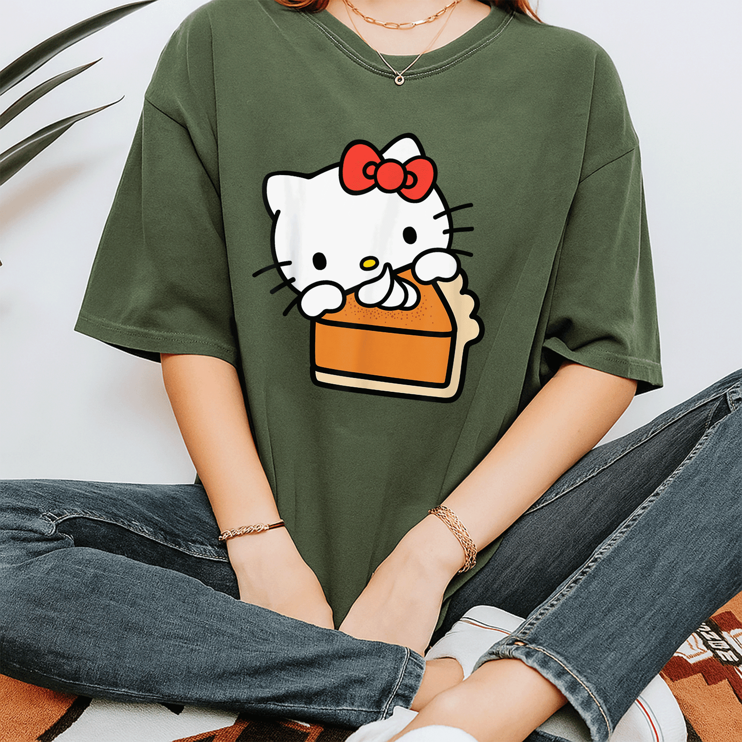 Hello Kitty Pumpkin Pie T-Shirt Adorable Fall Fashion for Cat Lovers Cute Graphic Tee Perfect for Halloween and Thanksgiving Celebrations - 7