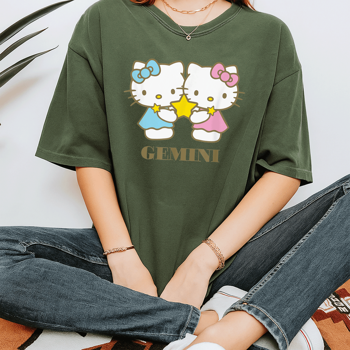 Cute Hello Kitty Gemini Zodiac T-Shirt for Women, Fun Astrological Graphics, Perfect Gift for Gemini Fans and Hello Kitty Lovers - 7