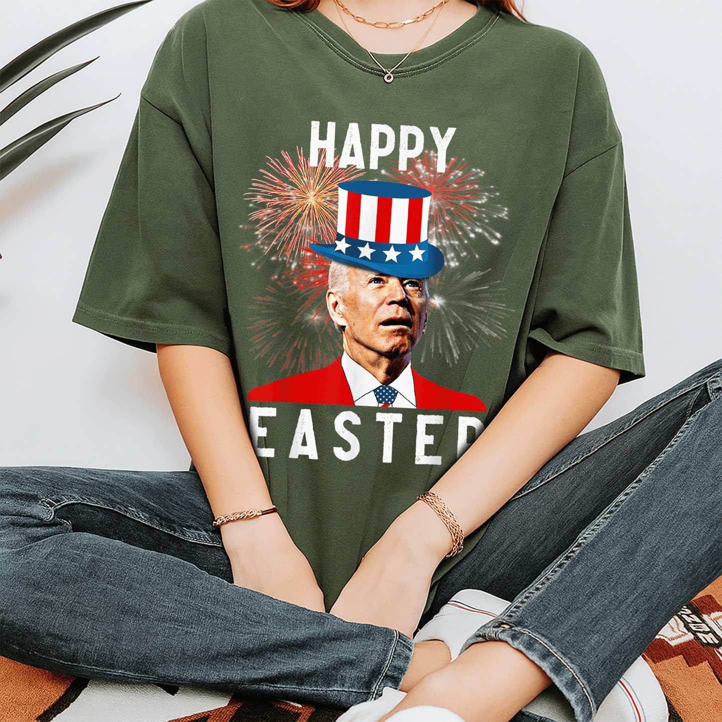 Joe Biden Happy Easter Funny T-Shirt Perfect for 4th of July Celebrations - Unique Design for Holiday Fun and Laughter - 7