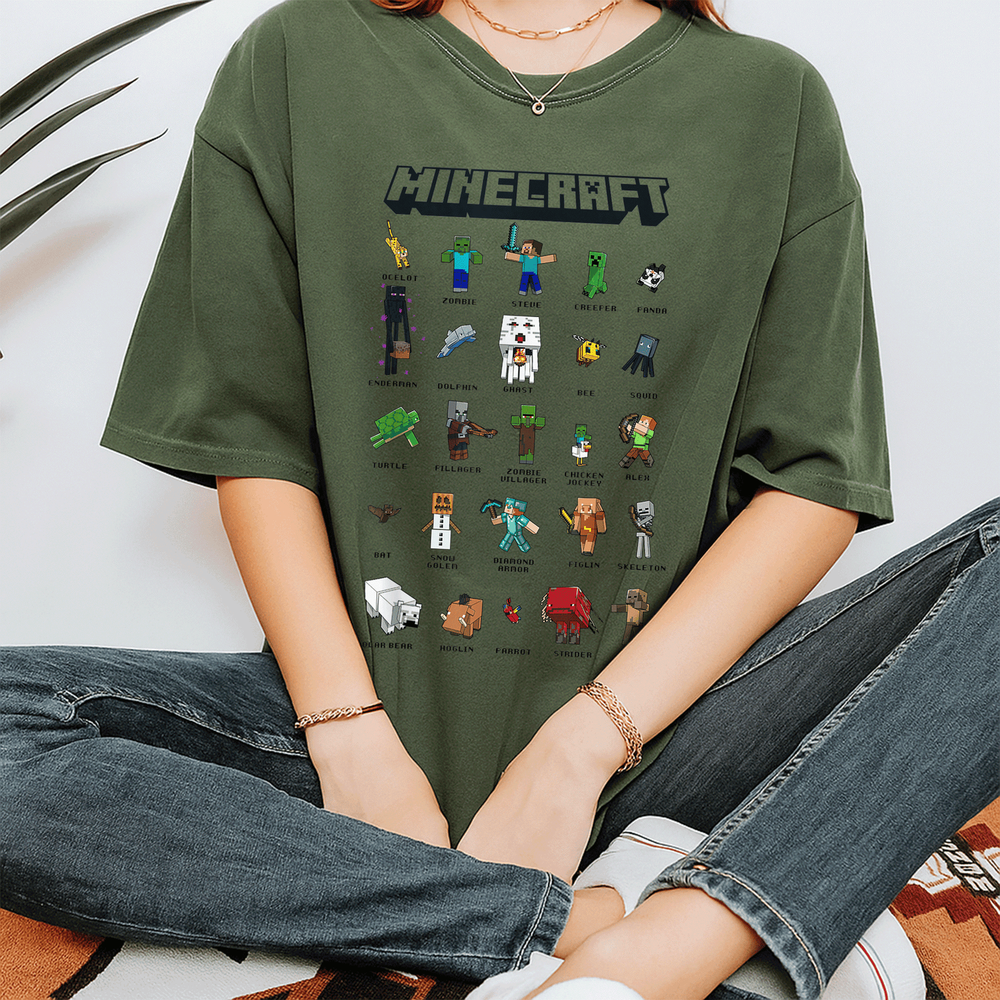 Minecraft Group Shot Collage Style T-Shirt for Fans, Vibrant Design Featuring Iconic Characters, Perfect Gift for Gamers - 7