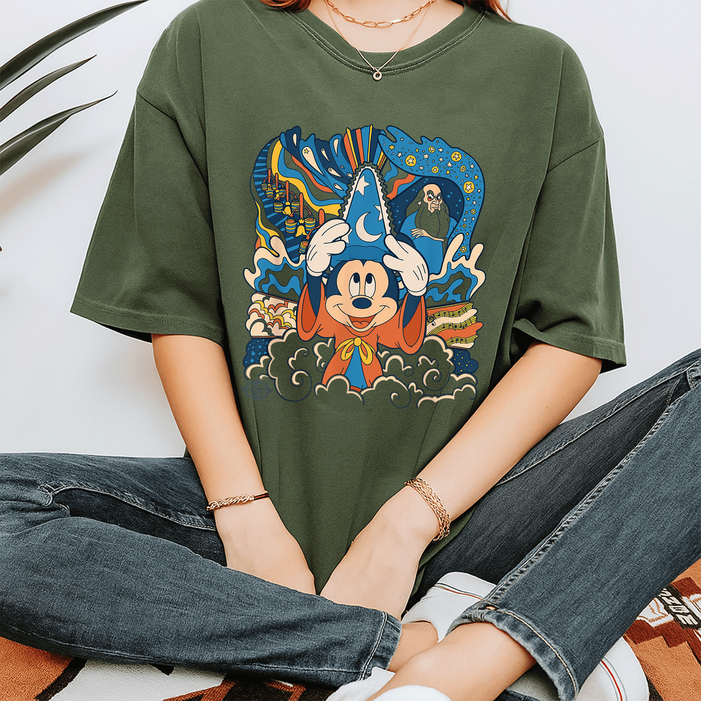 Retro Disney Fantasia Sorcerer's Apprentice Mickey Mouse T-Shirt – Classic Animation Style Graphic Tee for Fans - 7