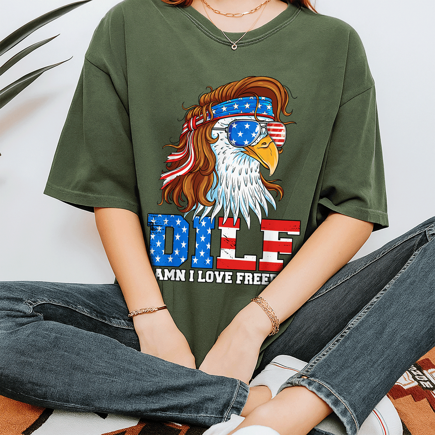 Funny DILF Damn I Love Freedom Eagle T-Shirt for Patriotic 4th of July Celebrations - Perfect Gift for Dad! - 7