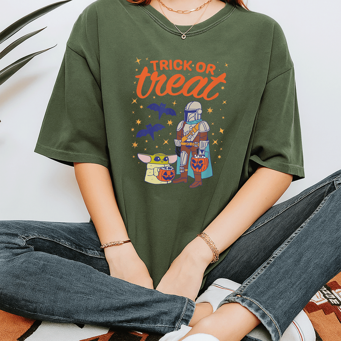 Mandalorian Grogu Halloween Trick or Treat T-Shirt for Kids, Cute and Fun T-Shirt for Star Wars Fans, Perfect Costume Tee - 7