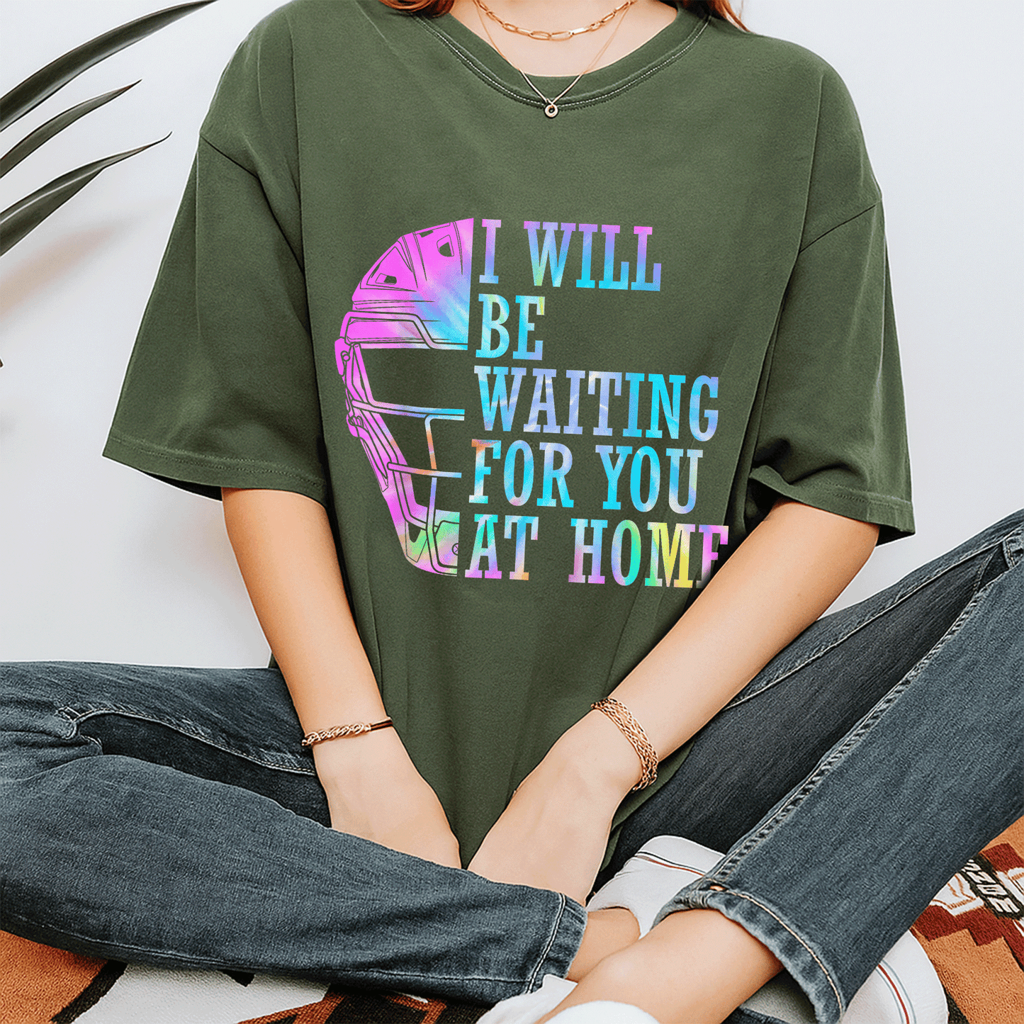 Cute I Will Be Waiting For You At Home Softball Catcher T-Shirt for Softball Lovers - Perfect Gift for Athletes and Fans - 7
