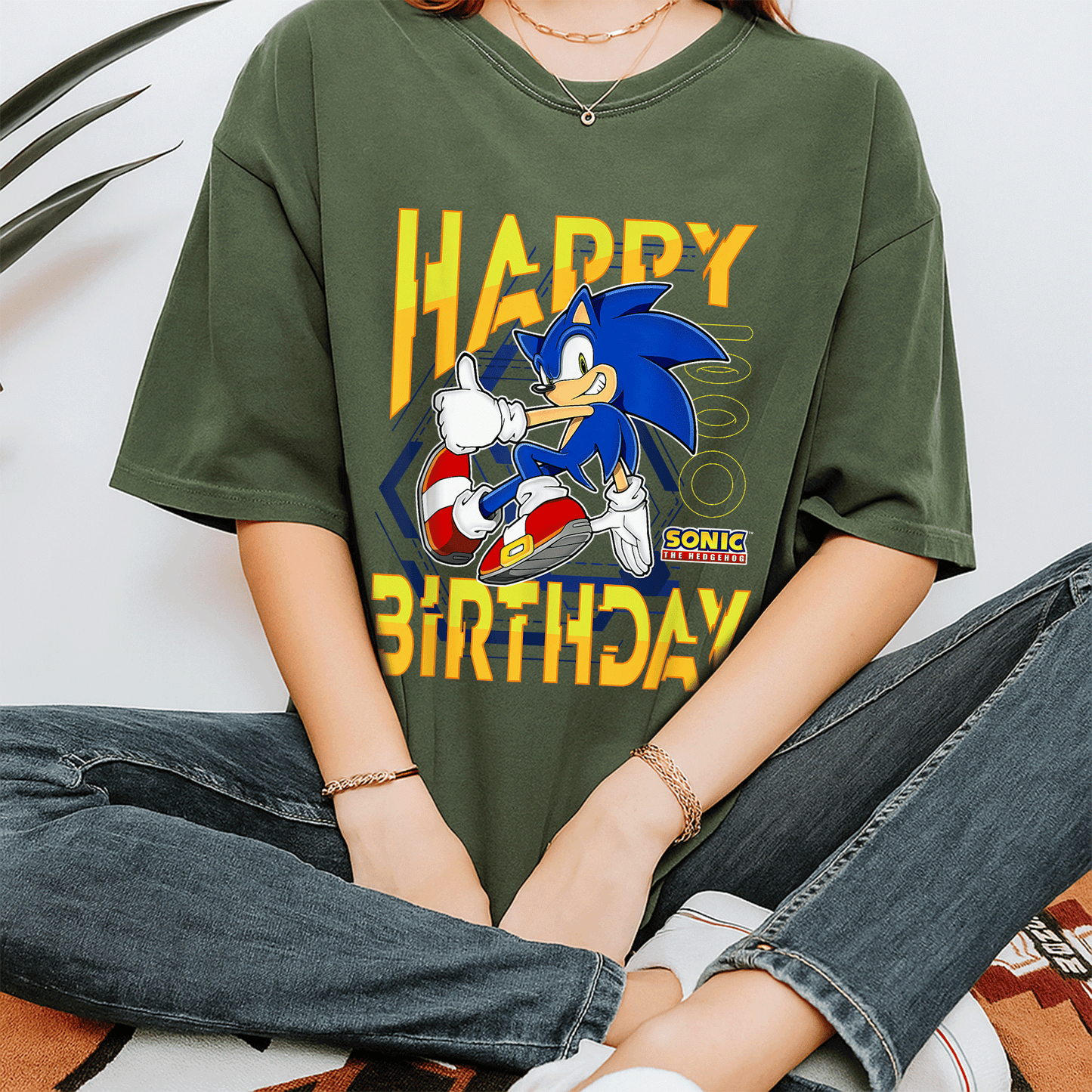 Sonic the Hedgehog Birthday T-Shirt with Happy Birthday Thumbs Up Logo - Perfect Gift for Sonic Fans and Kids - 7