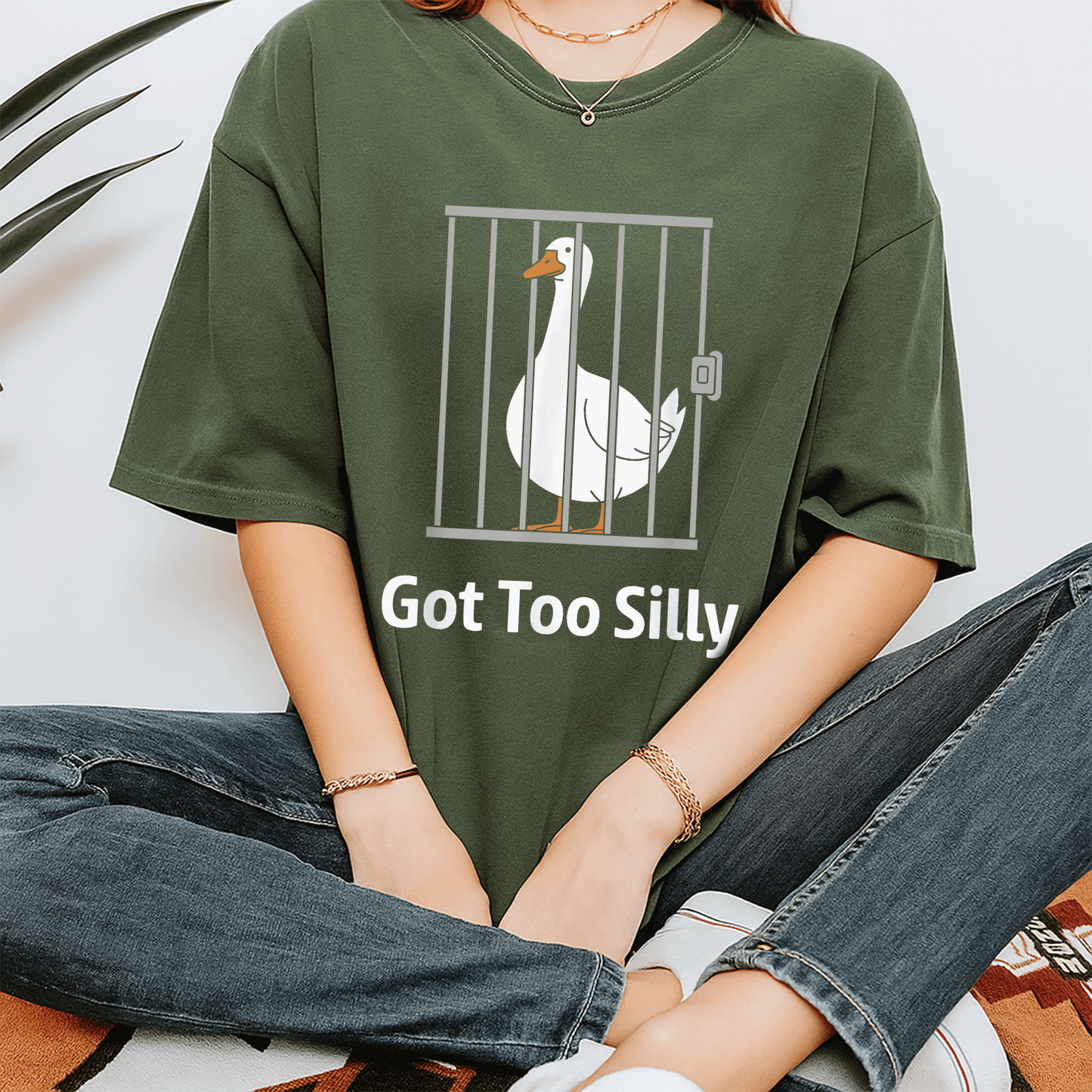 Funny Goose Pun Humor T-Shirt for Animal Lovers - Got Too Silly Graphic Tee with Quirky Goose Design for Casual Wear - 7