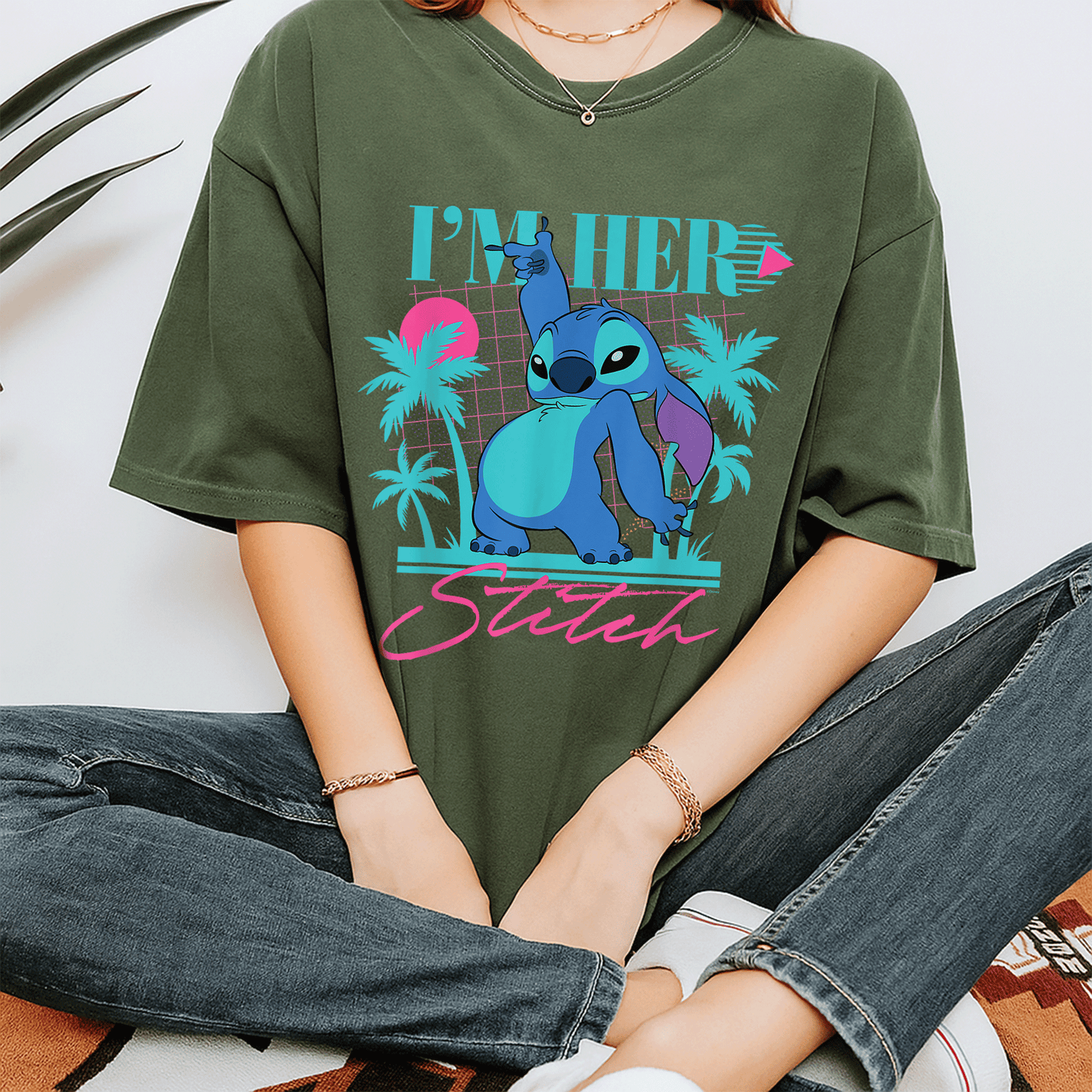 Disney Stitch Retro 90s Couples Matching T-Shirt I'm Her Stitch Cute Design for Lovebirds Perfect Gift for Him and Her - 7