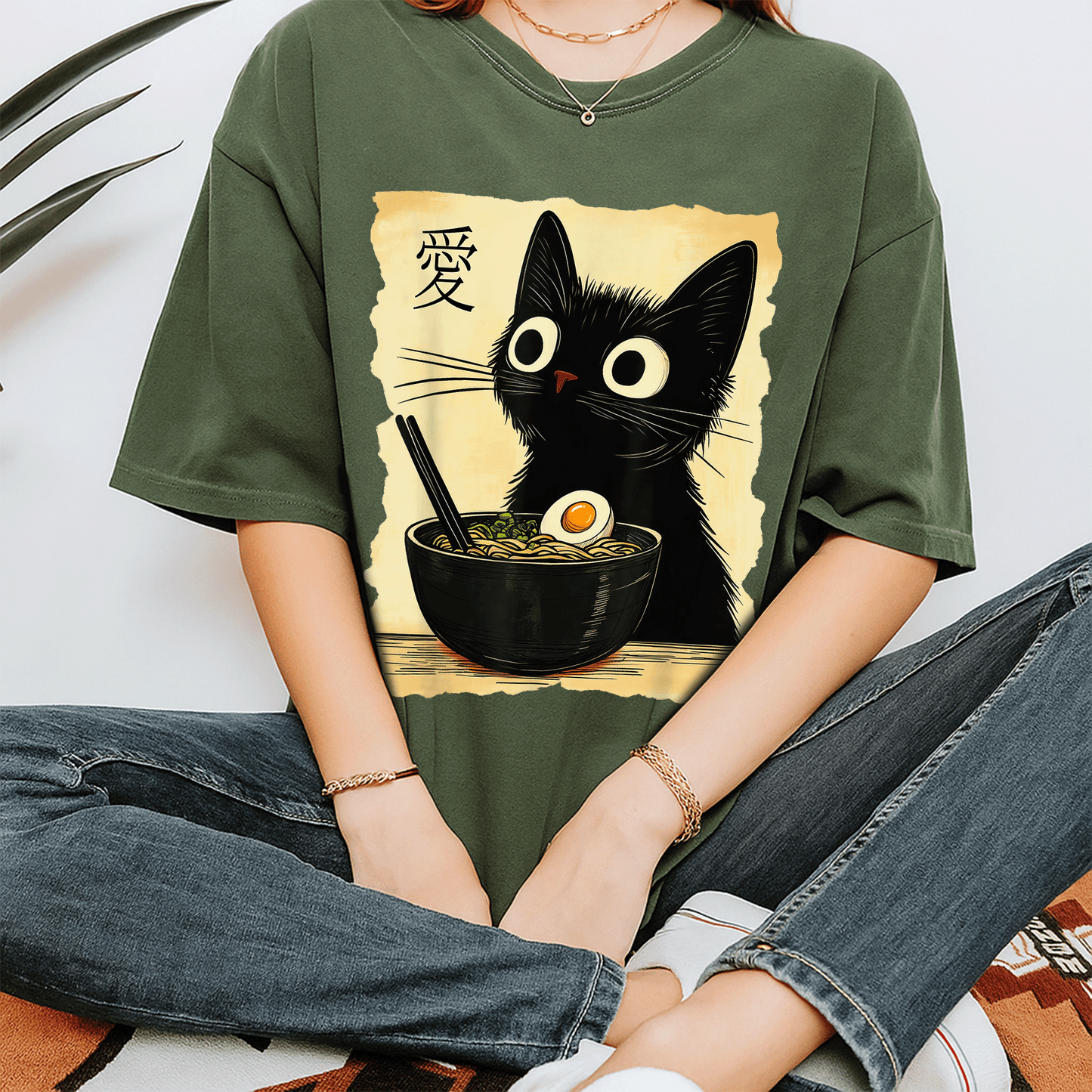 Funny Cat Ramen Graphic Tee - Cute Japanese Kawaii Anime Cat T-Shirt for Cat Lovers and Anime Fans, Perfect Gift! - 7
