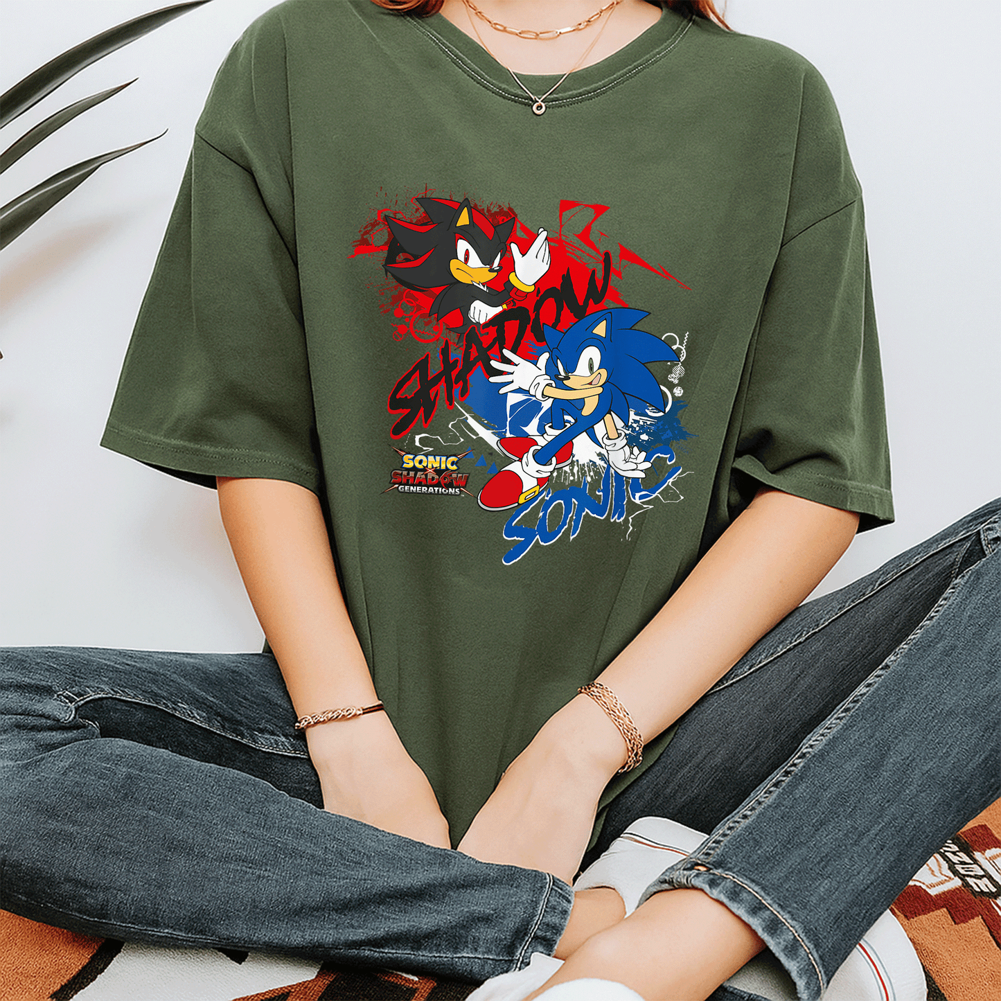 Sonic X Shadow Generations T-Shirt Featuring Iconic Duo Shadow and Sonic in Dynamic Design for Fans of All Ages - 7