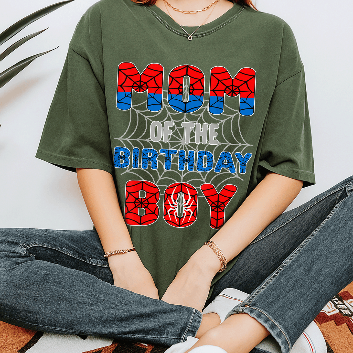 Spider Web Birthday Party T-Shirt for Mom of the Birthday Boy Fun and Festive Design Perfect for Celebration and Family Events - 7