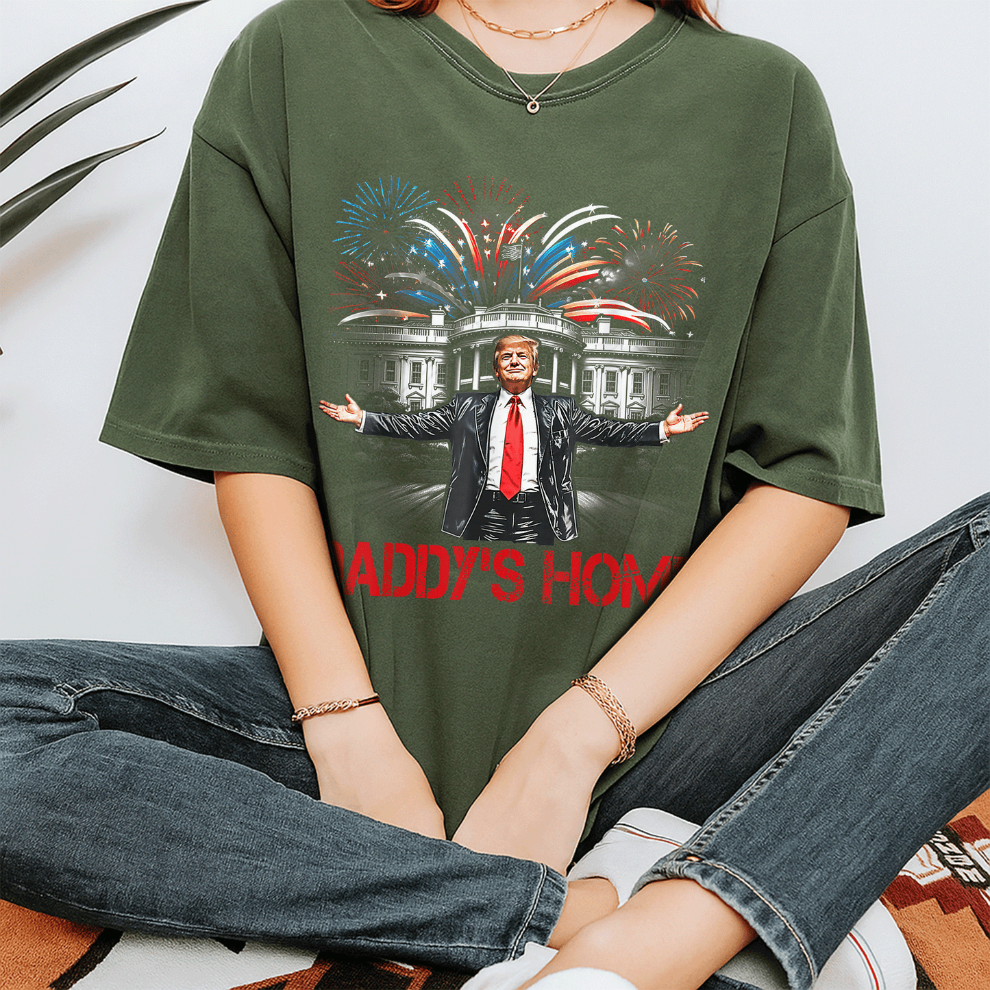 Daddy's Home White House 2025 President Trump T-Shirt for Supporters - Fun Design Showcasing Trump in a Bold Style - 7