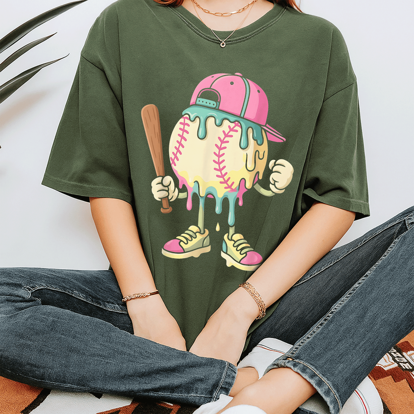 Stylish Ice Cream Drip Baseball T-Shirt for Girls Perfect for Summer Fun and Sporty Outfits - Cute and Trendy Design - 7