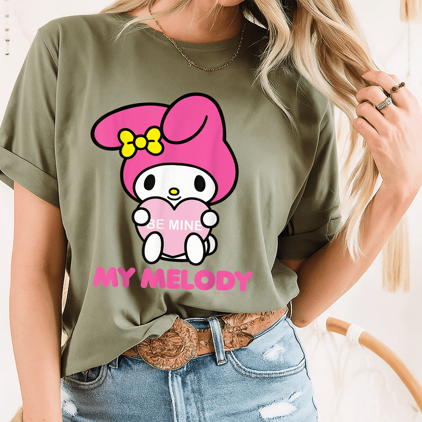 Cute My Melody Be Mine Valentine Tee Perfect for Lovebirds and Sanrio Fans Cute and Cozy Heart Design for Valentine's Day - 8