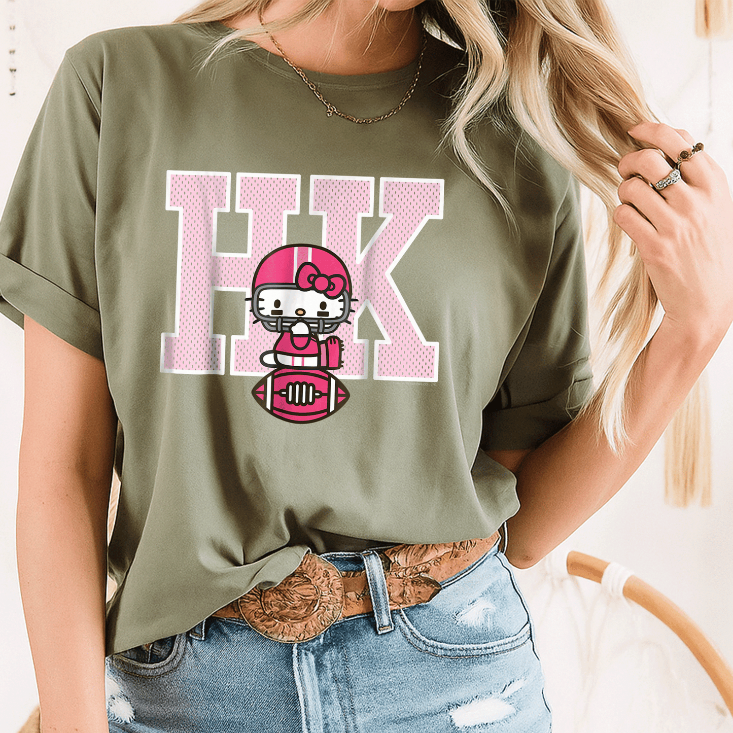 Cute Hello Kitty Football Spirit Tee Shirt for Kids, Fun Sports Design, Perfect Gift for Young Fans, Comfortable and Stylish - 8