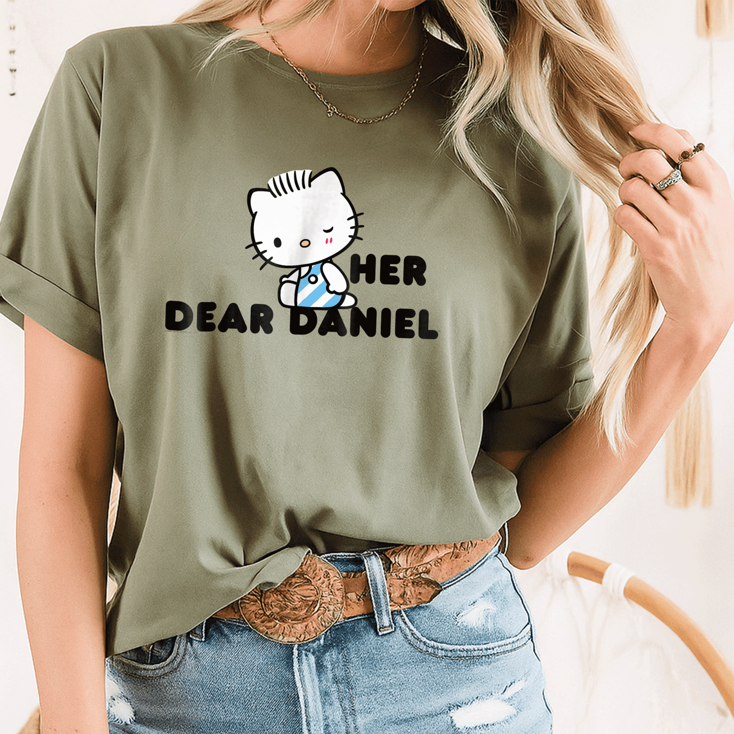 Cute Hello Kitty and Dear Daniel Couples Tee Shirt for Matching Outfits, Perfect Gift for Him and Her, Adorable Cartoon Design - 8