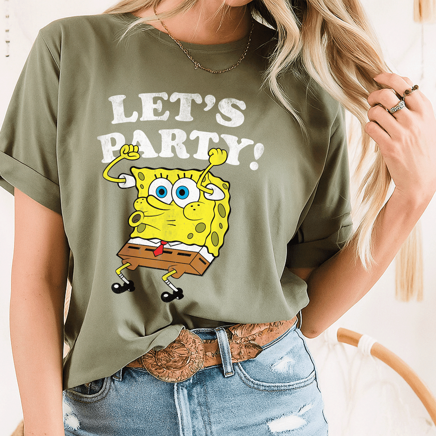 Spongebob Squarepants Lets Party T-Shirt Fun and Colorful Cartoon Design Perfect for Fans of All Ages and Celebrations - 8