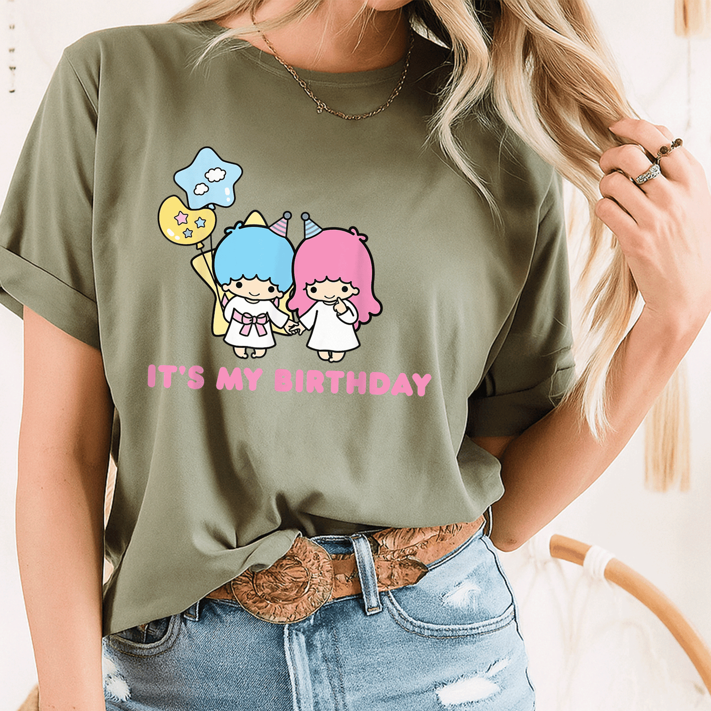 Little Twin Stars It's My Birthday T-Shirt Cute Kawaii Birthday Tee for Kids and Adults, Colorful and Fun Design - 8