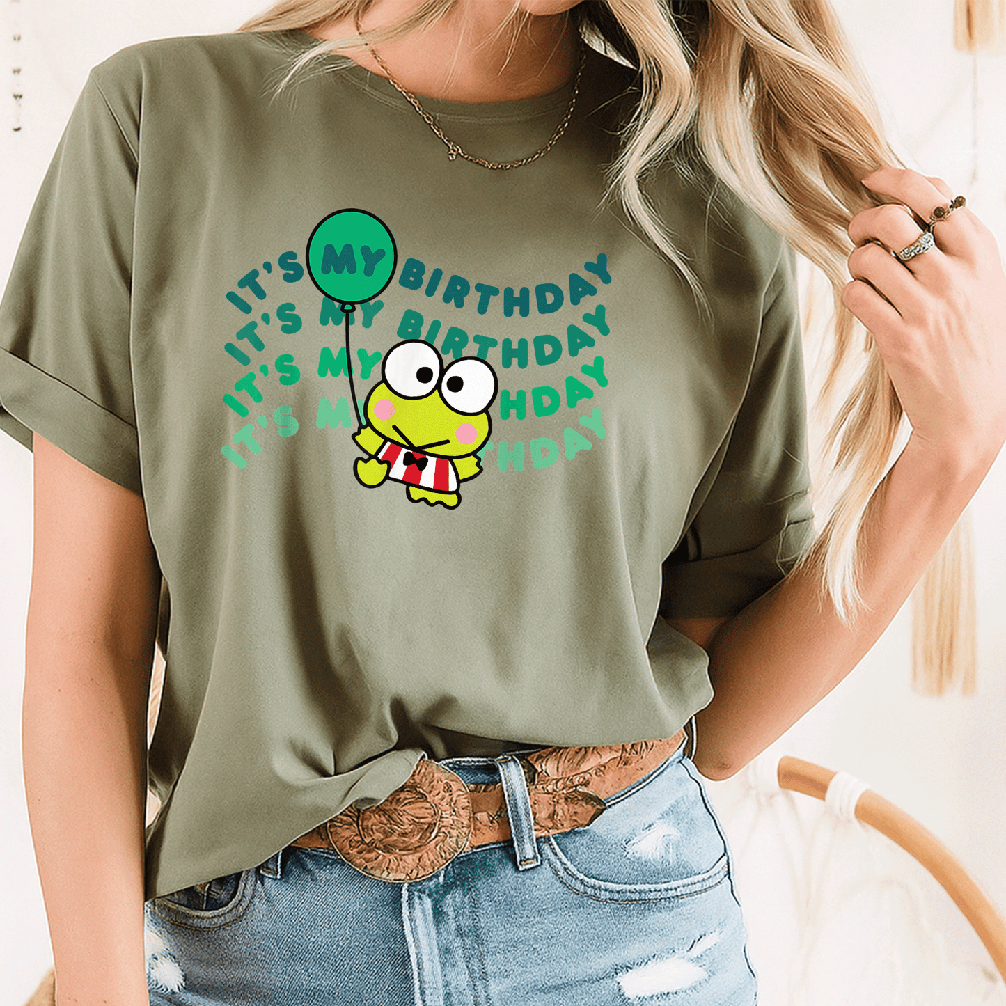 Cute Keroppi It's My Birthday T-Shirt for Kids | Fun Green Frog Design Perfect for Birthday Celebrations and Parties - 8