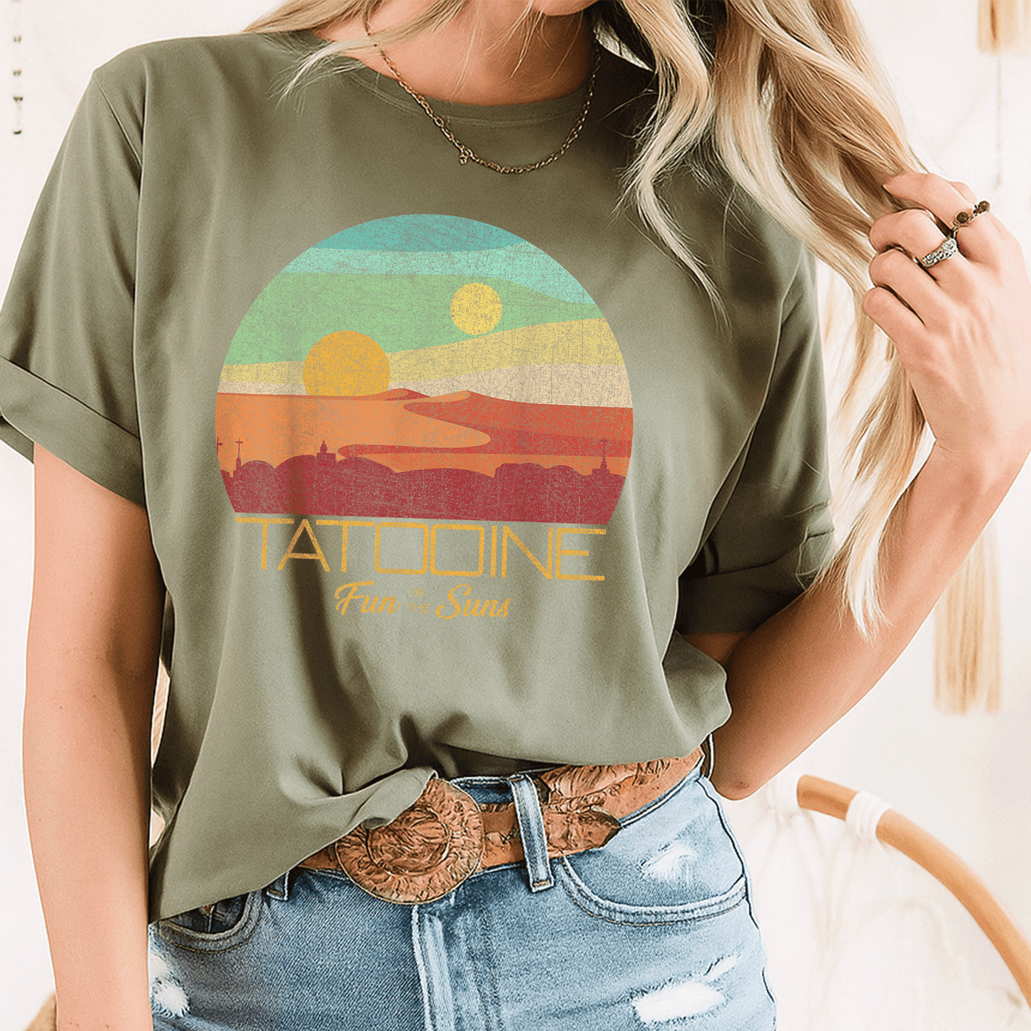 Star Wars Tatooine Postcard T-Shirt featuring Iconic Desert Landscape - Perfect Gift for Fans and Collectors - 8