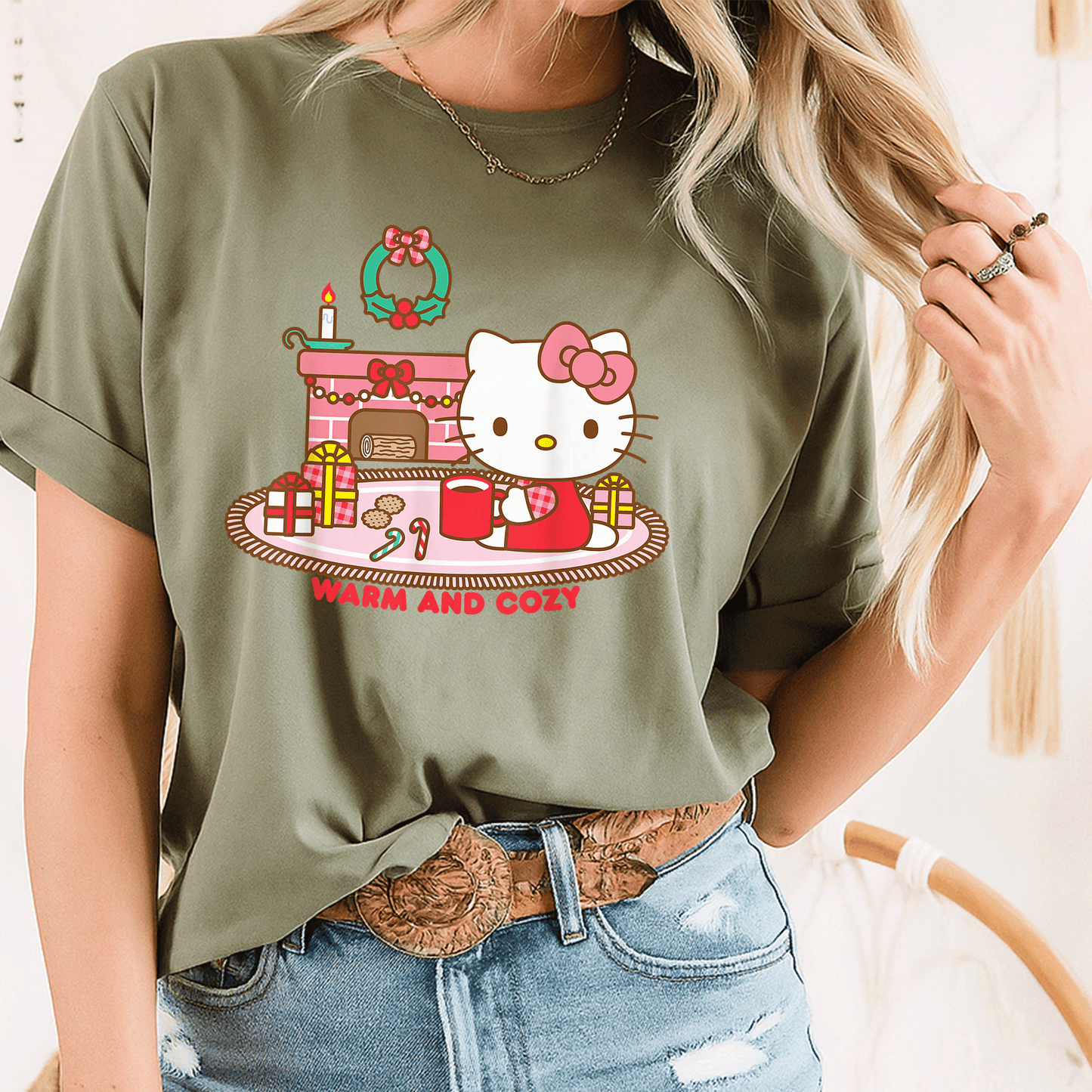 Cozy Up with Hello Kitty This Christmas - Cute and Comfortable Holiday T-Shirt for Festive Fun and Cheer - 8