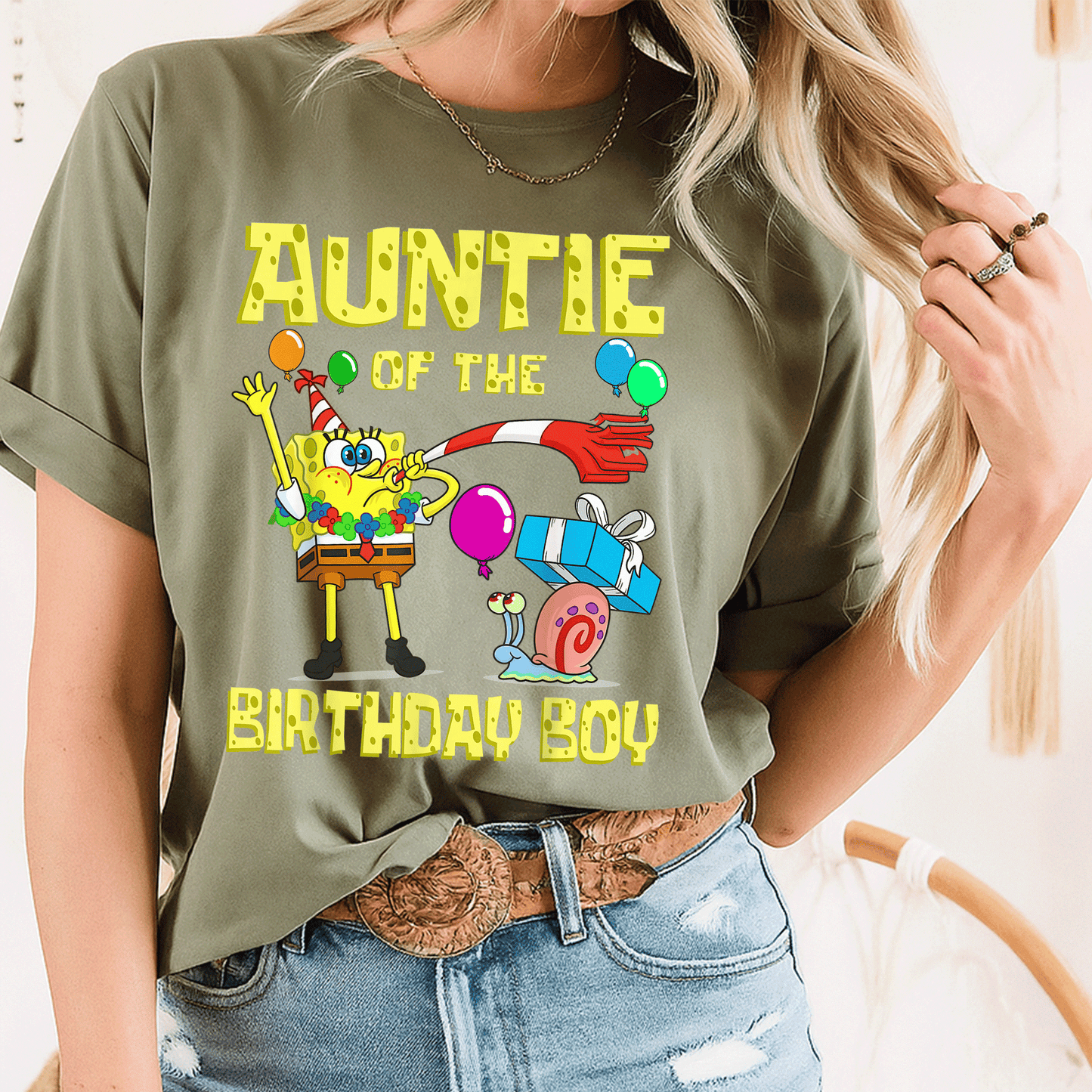SpongeBob Auntie of the Birthday Boy Theme T-Shirt by Mademark - Fun & Colorful Party Apparel for Fans of All Ages - 8