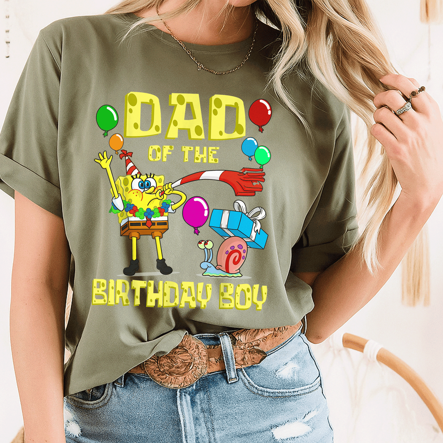 SpongeBob SquarePants Daddy of the Birthday Boy Theme Party T-Shirt for Fun Celebrations and Memorable Birthdays - 8